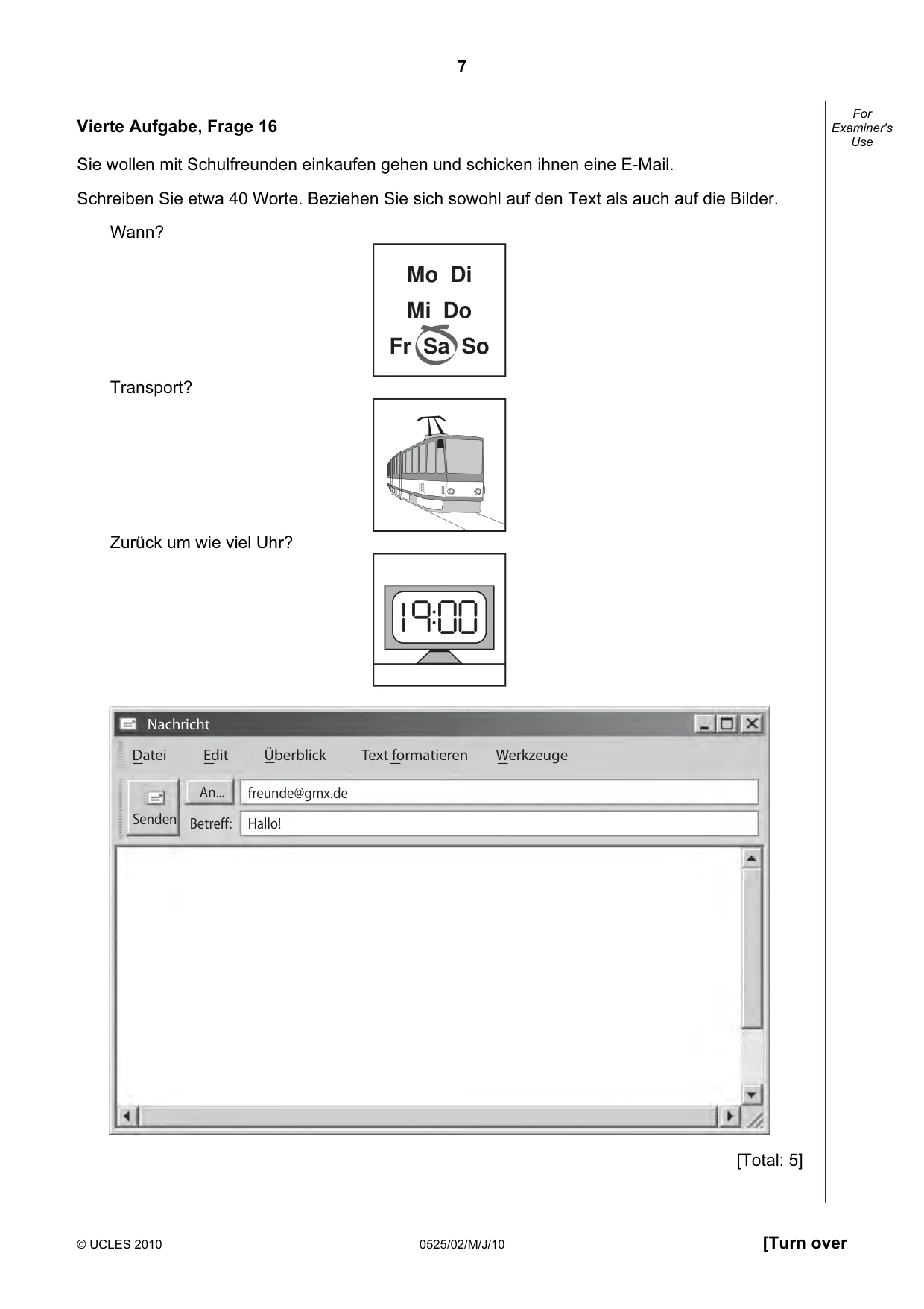 Cambridge IGCSE German - Foreign Language 0525 2010 May/June Paper 2 · Variant 1 question paper, page 7 of 16