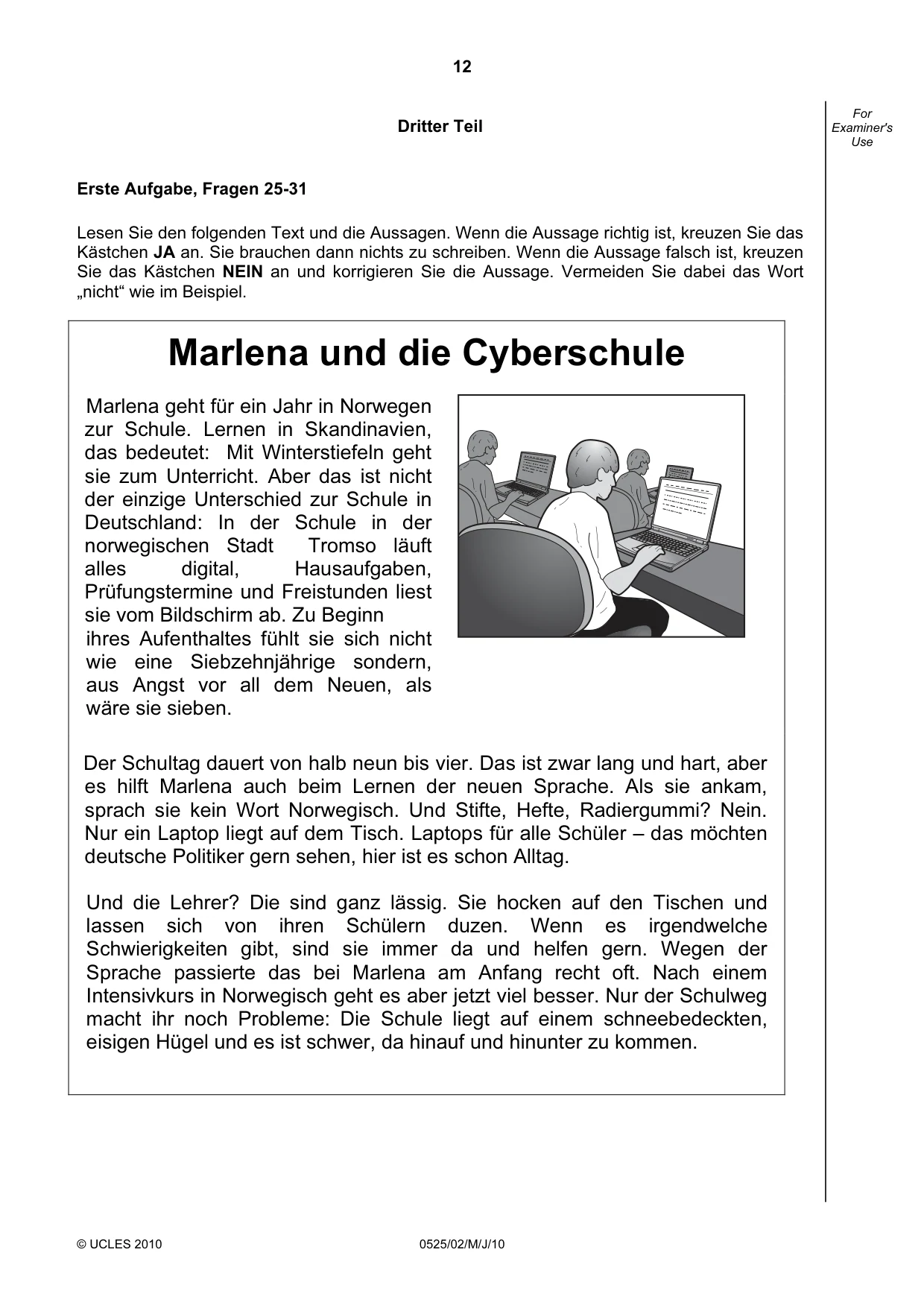 Cambridge IGCSE German - Foreign Language 0525 2010 May/June Paper 2 · Variant 1 question paper, page 12 of 16