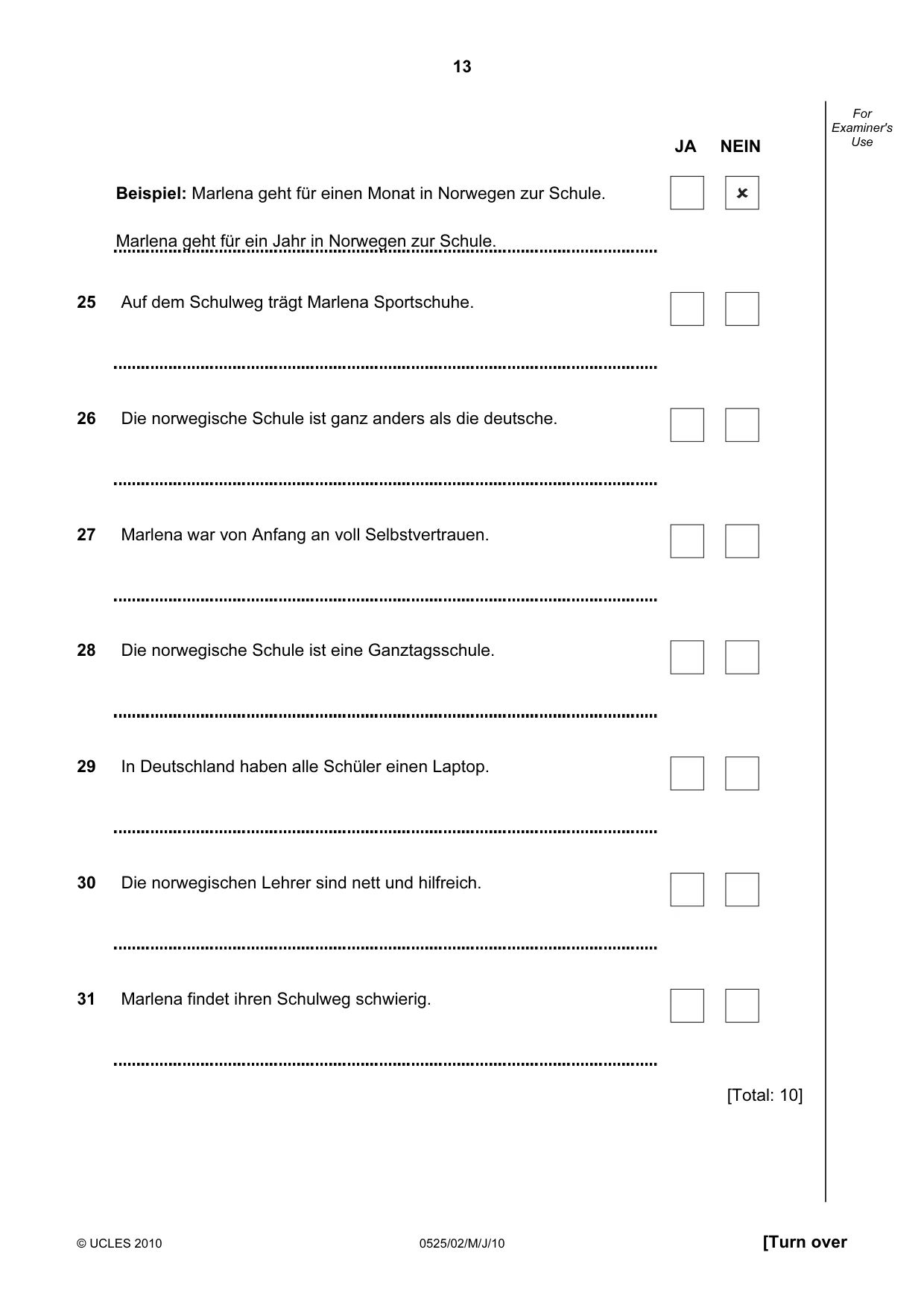 Cambridge IGCSE German - Foreign Language 0525 2010 May/June Paper 2 · Variant 1 question paper, page 13 of 16