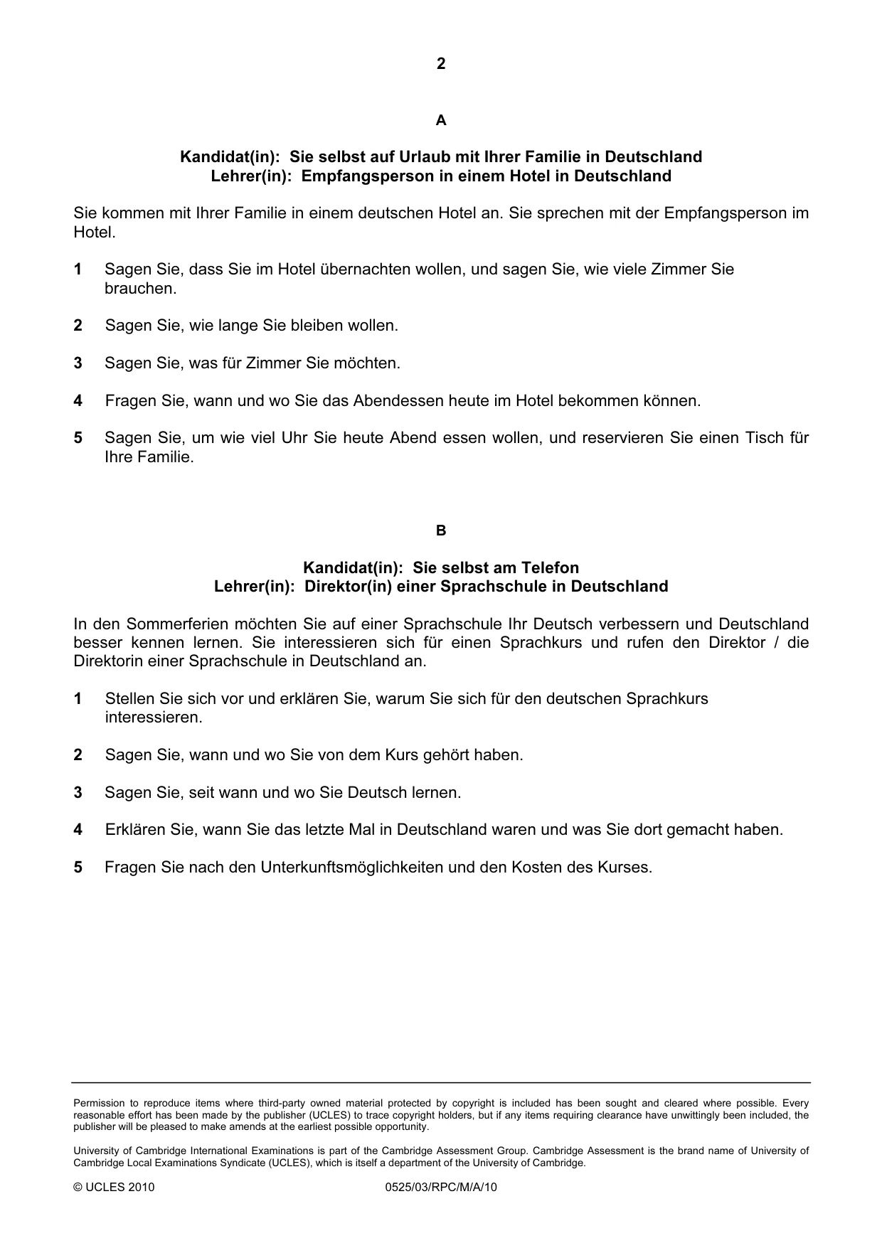Cambridge IGCSE German - Foreign Language 0525 2010 May/June Paper 3 · Variant 1 question paper, page 12 of 18
