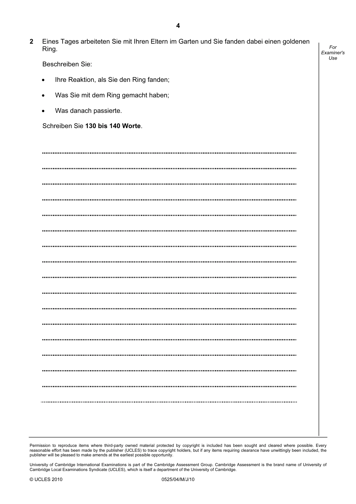 Cambridge IGCSE German - Foreign Language 0525 2010 May/June Paper 4 · Variant 1 question paper, page 4 of 4