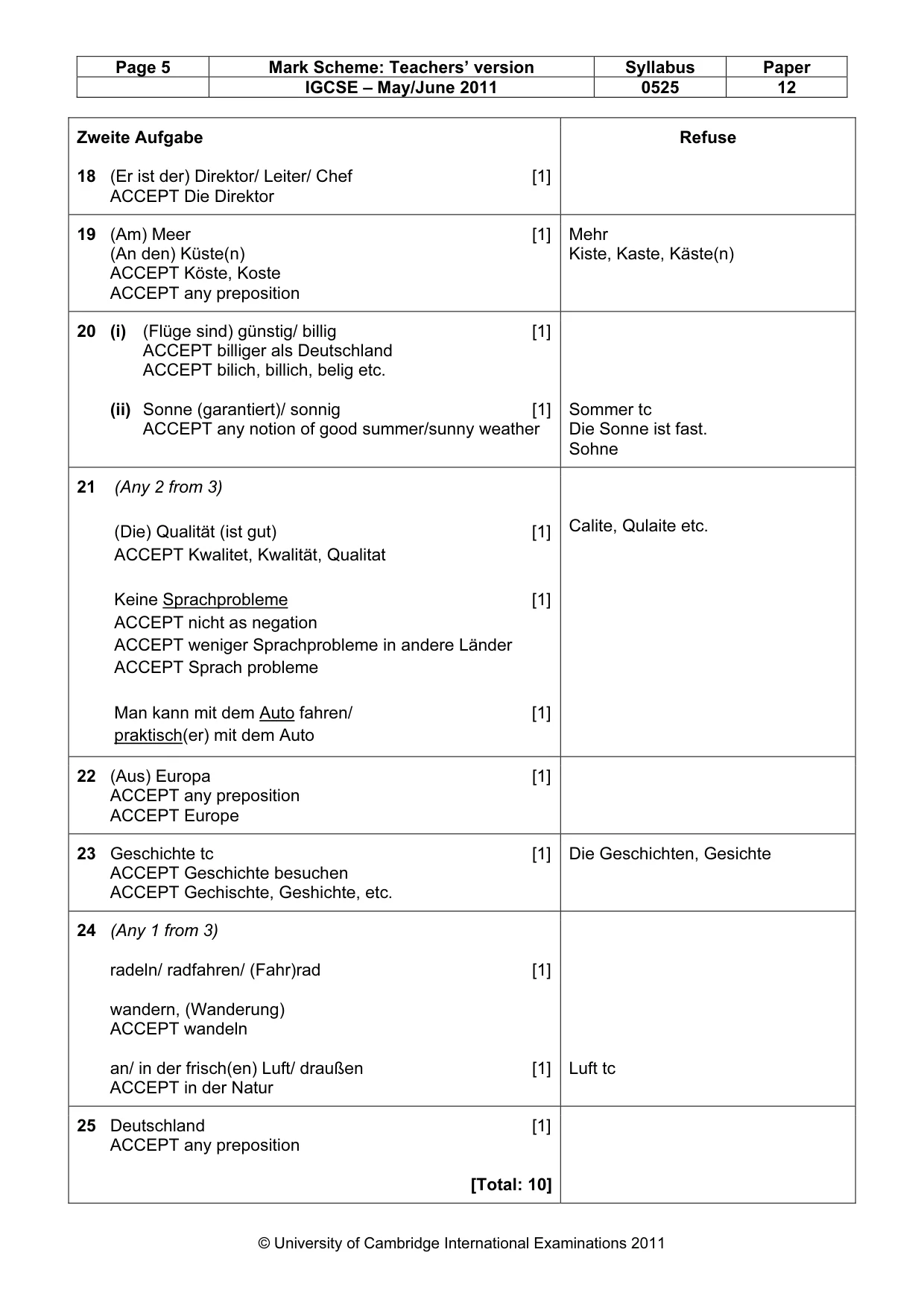 Mark scheme, page 5 of 7