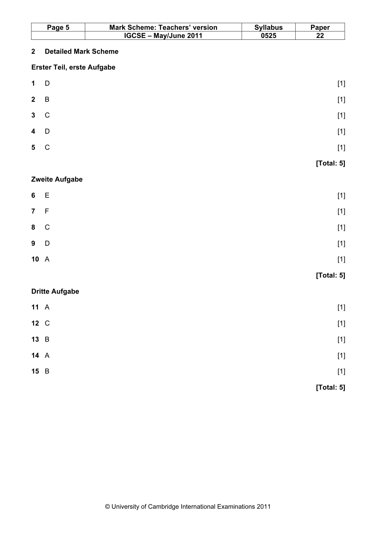Mark scheme, page 5 of 12