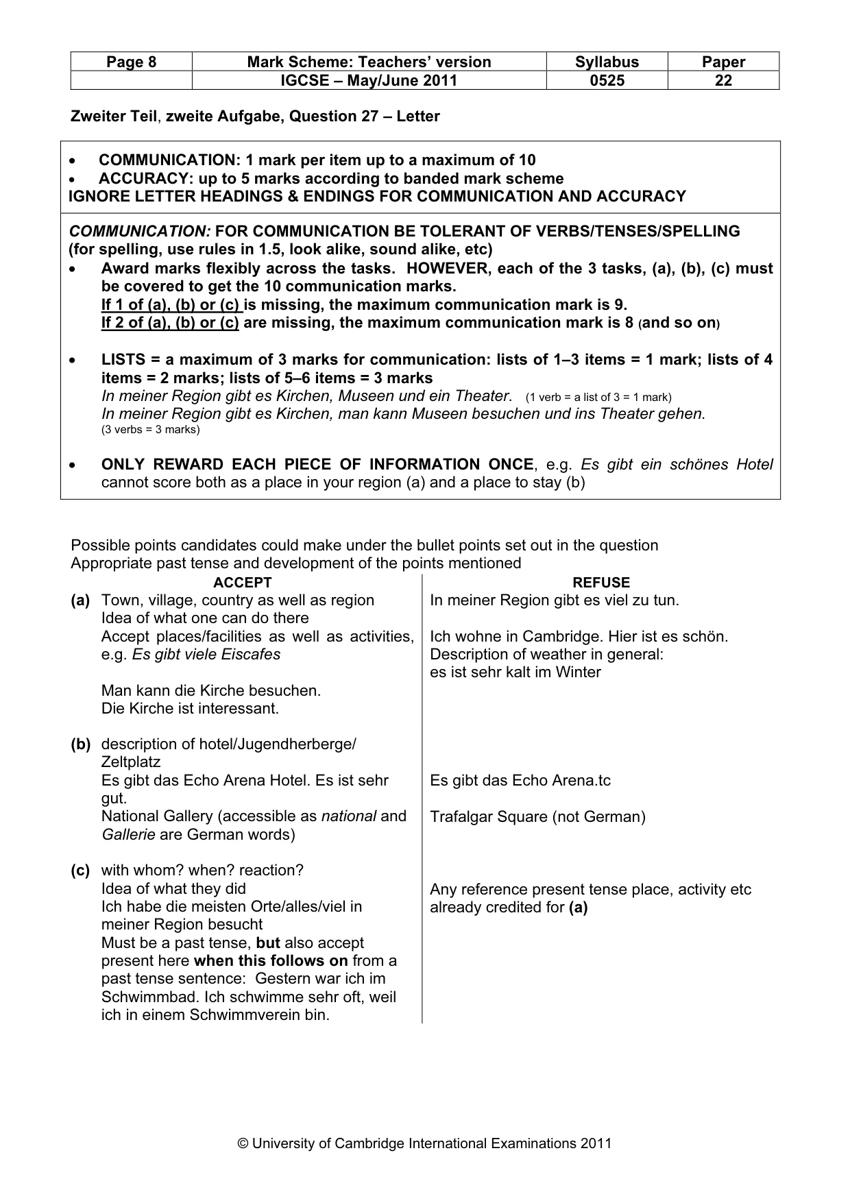 Mark scheme, page 8 of 12