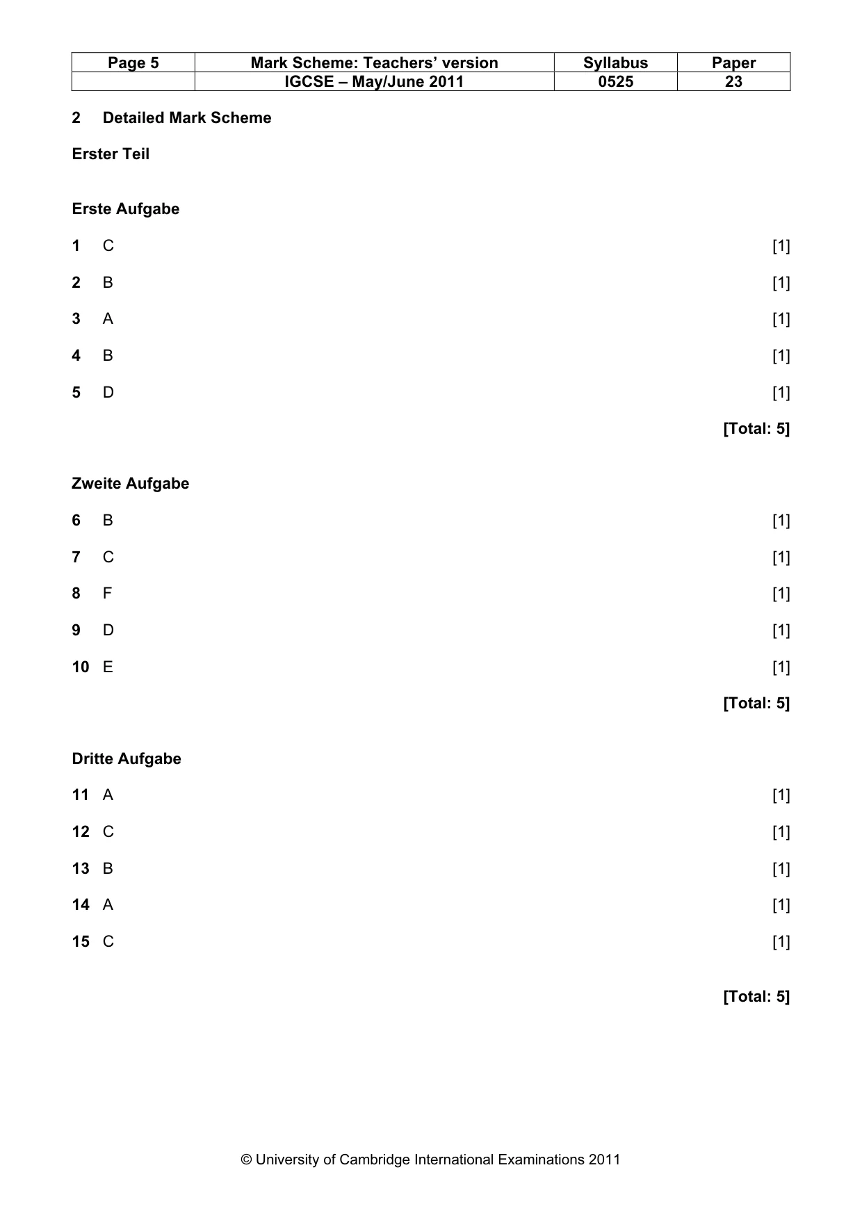 Mark scheme, page 5 of 12