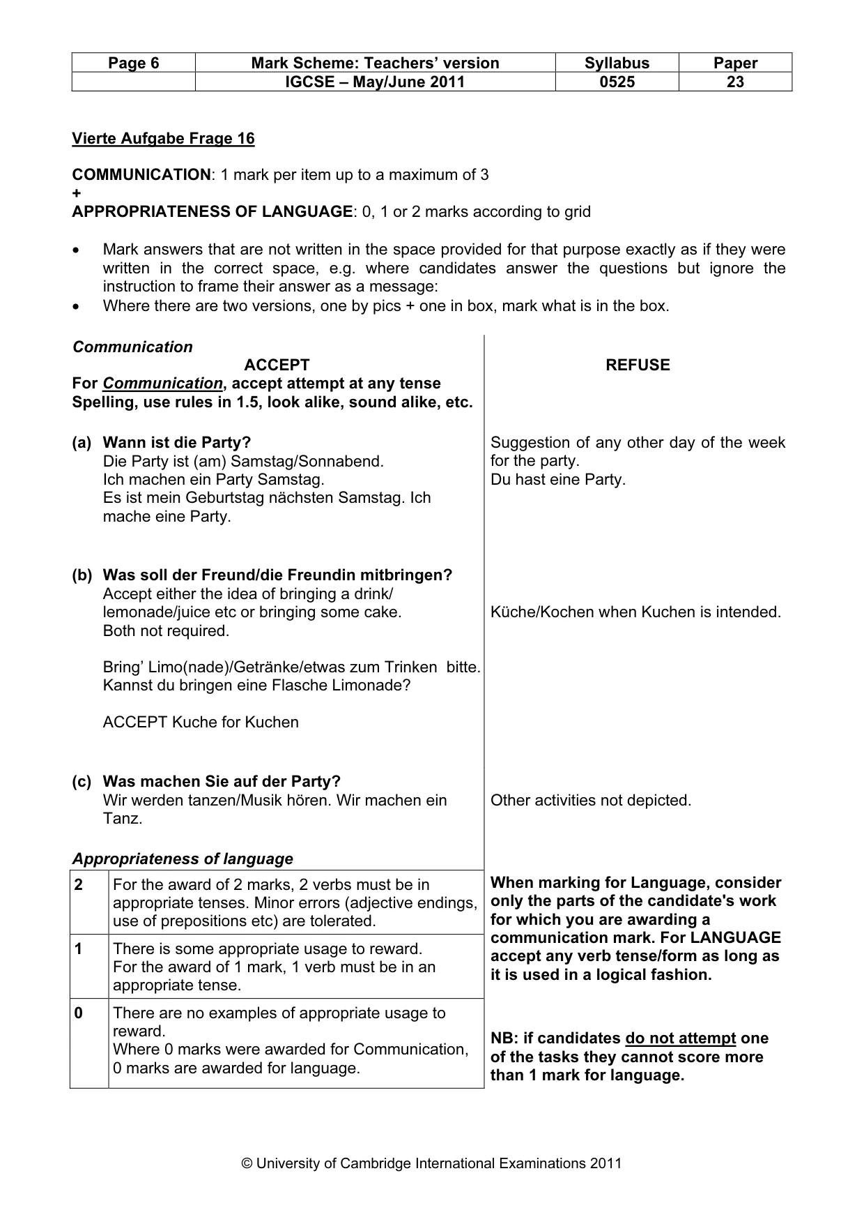 Mark scheme, page 6 of 12