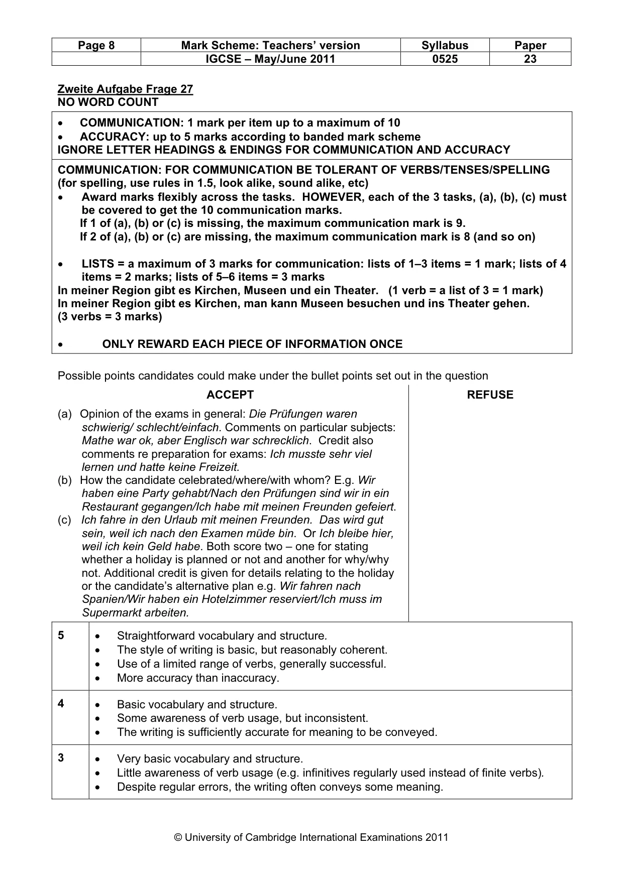 Mark scheme, page 8 of 12