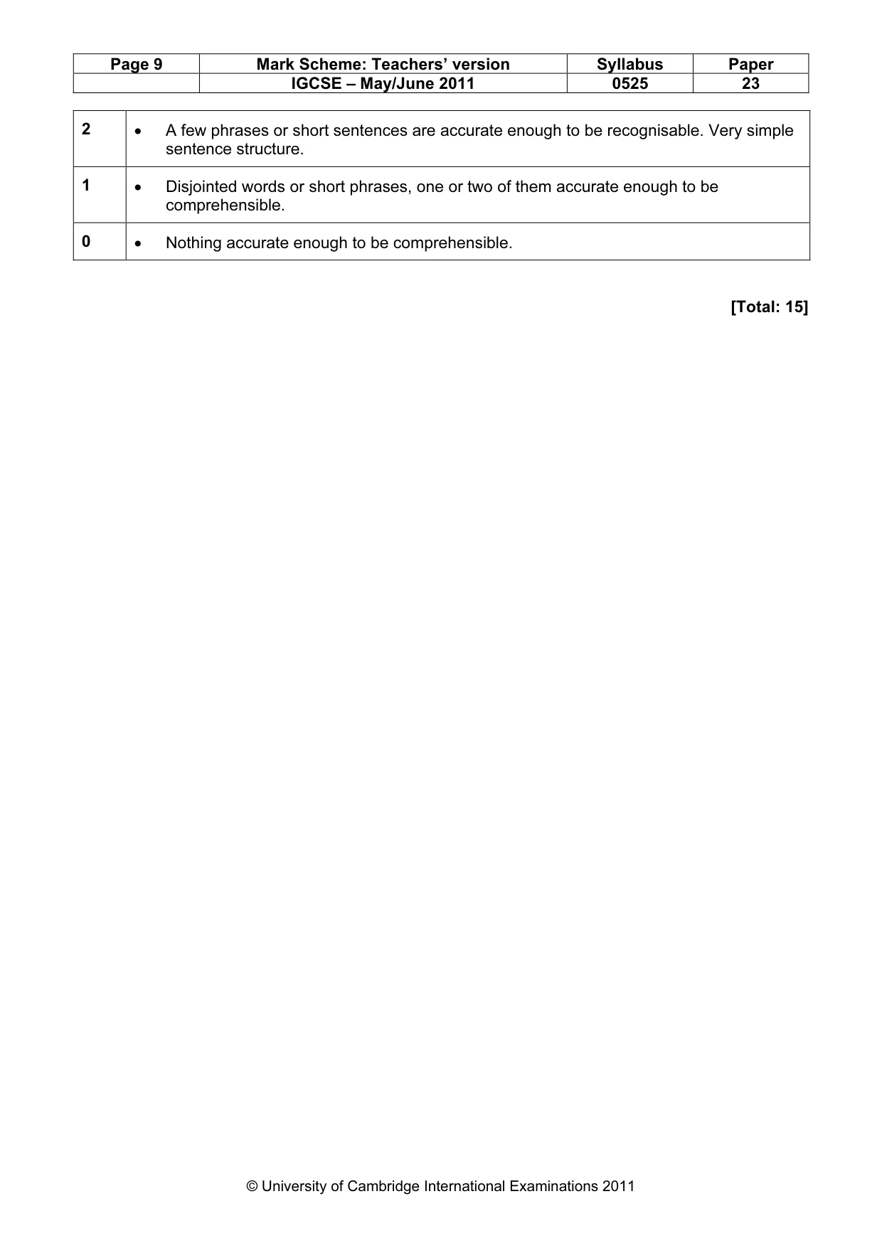 Mark scheme, page 9 of 12