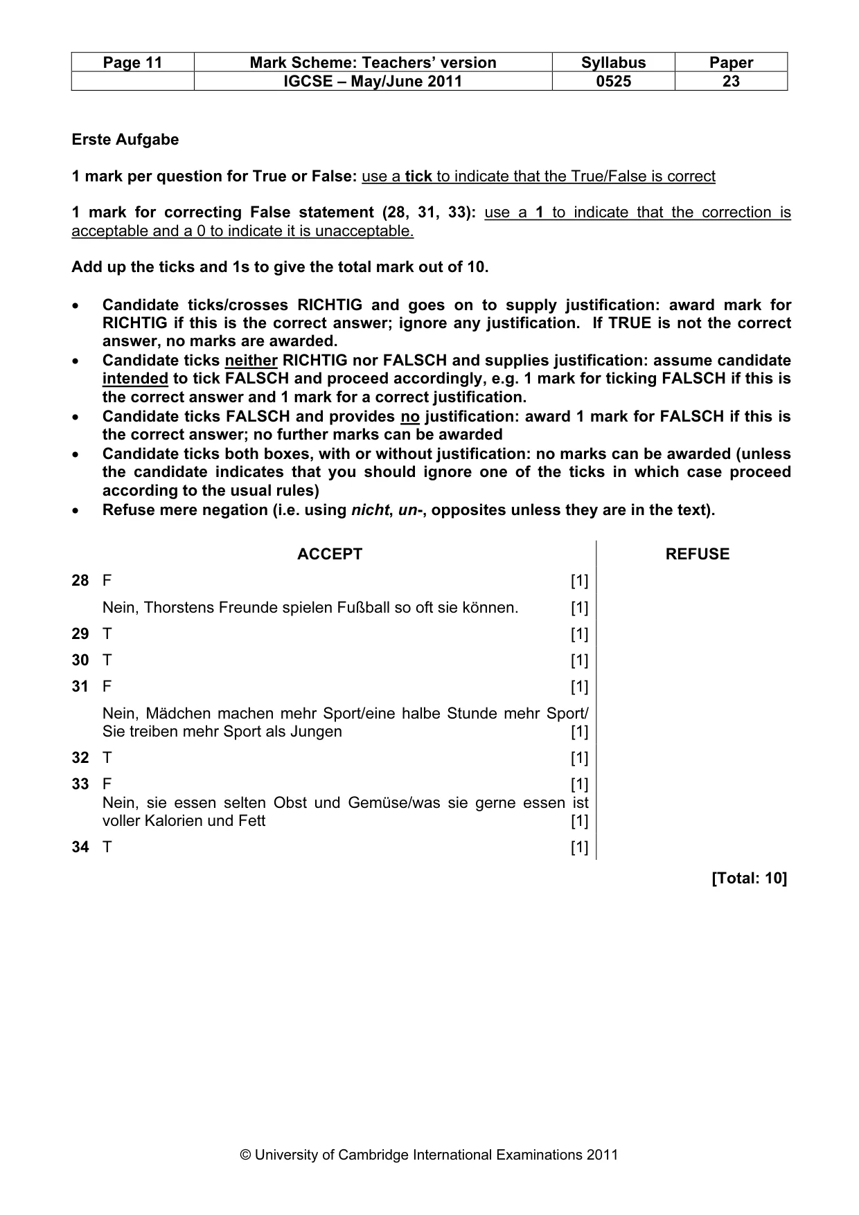 Mark scheme, page 11 of 12