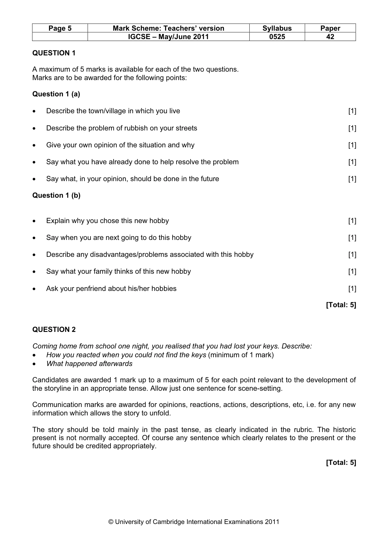 Mark scheme, page 5 of 15