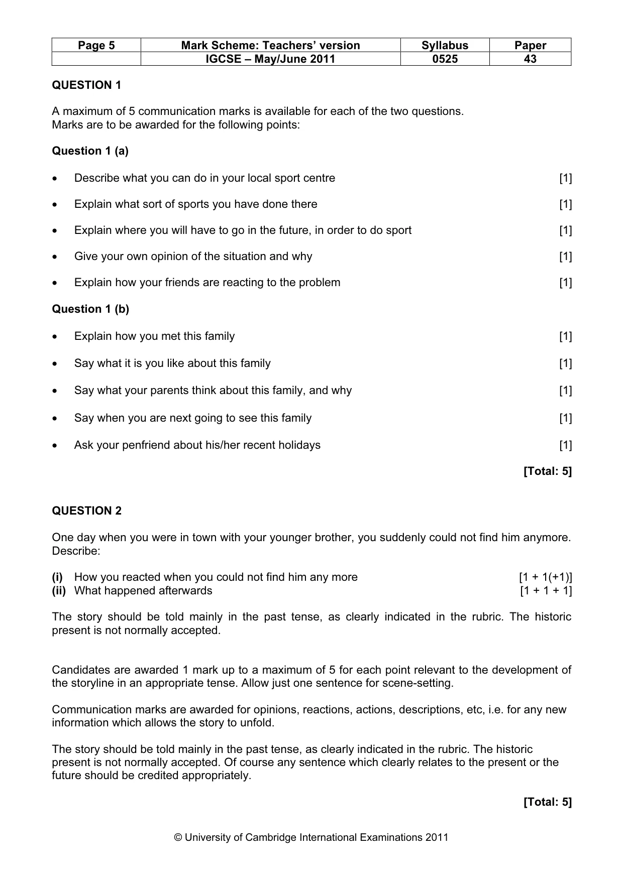 Mark scheme, page 5 of 15
