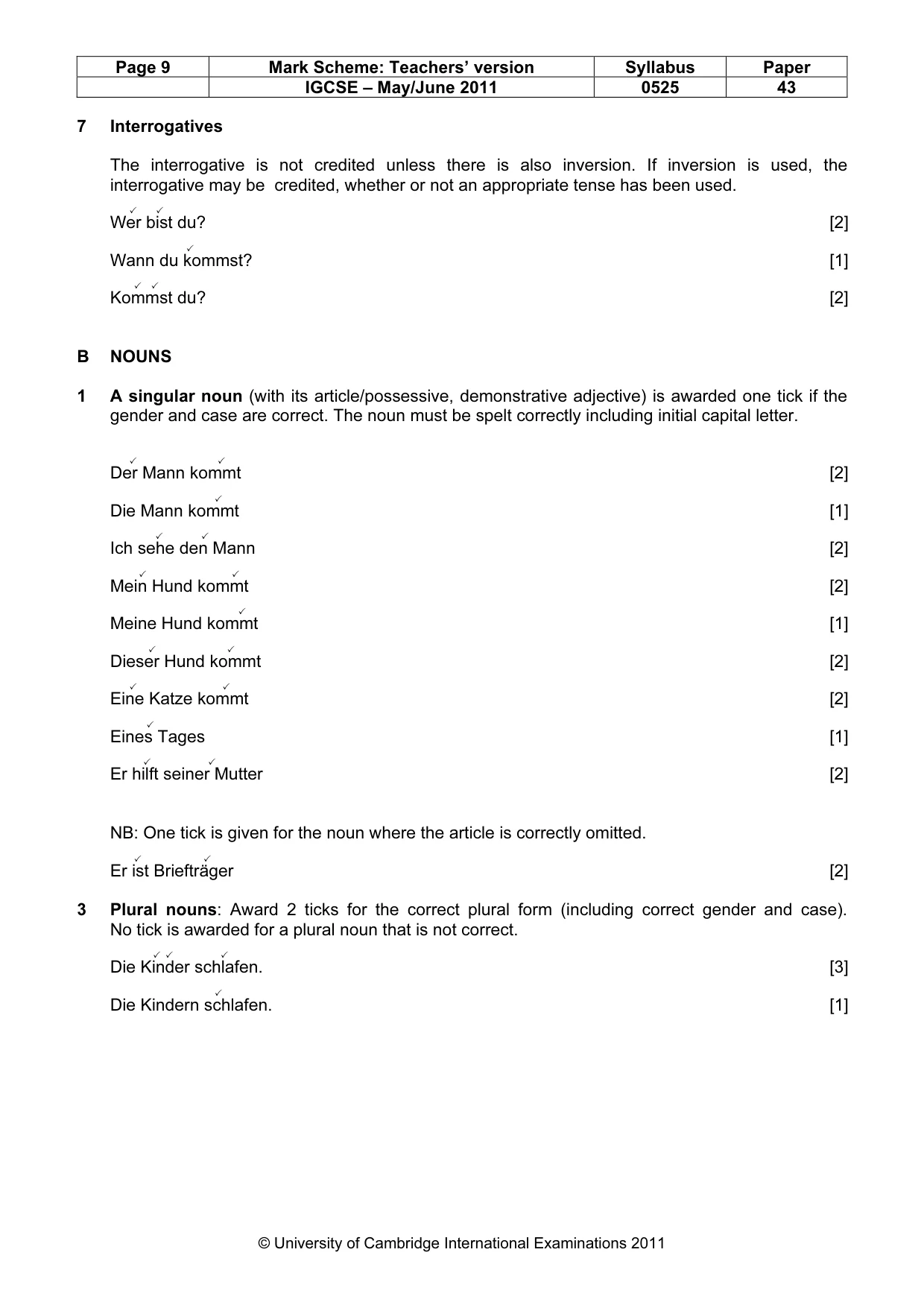 Mark scheme, page 9 of 15