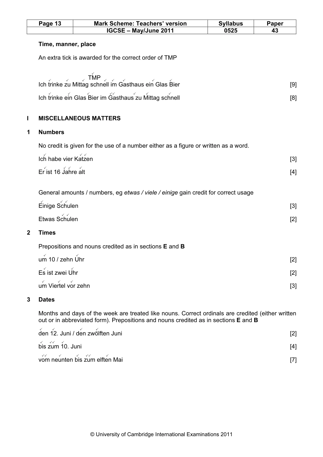 Mark scheme, page 13 of 15