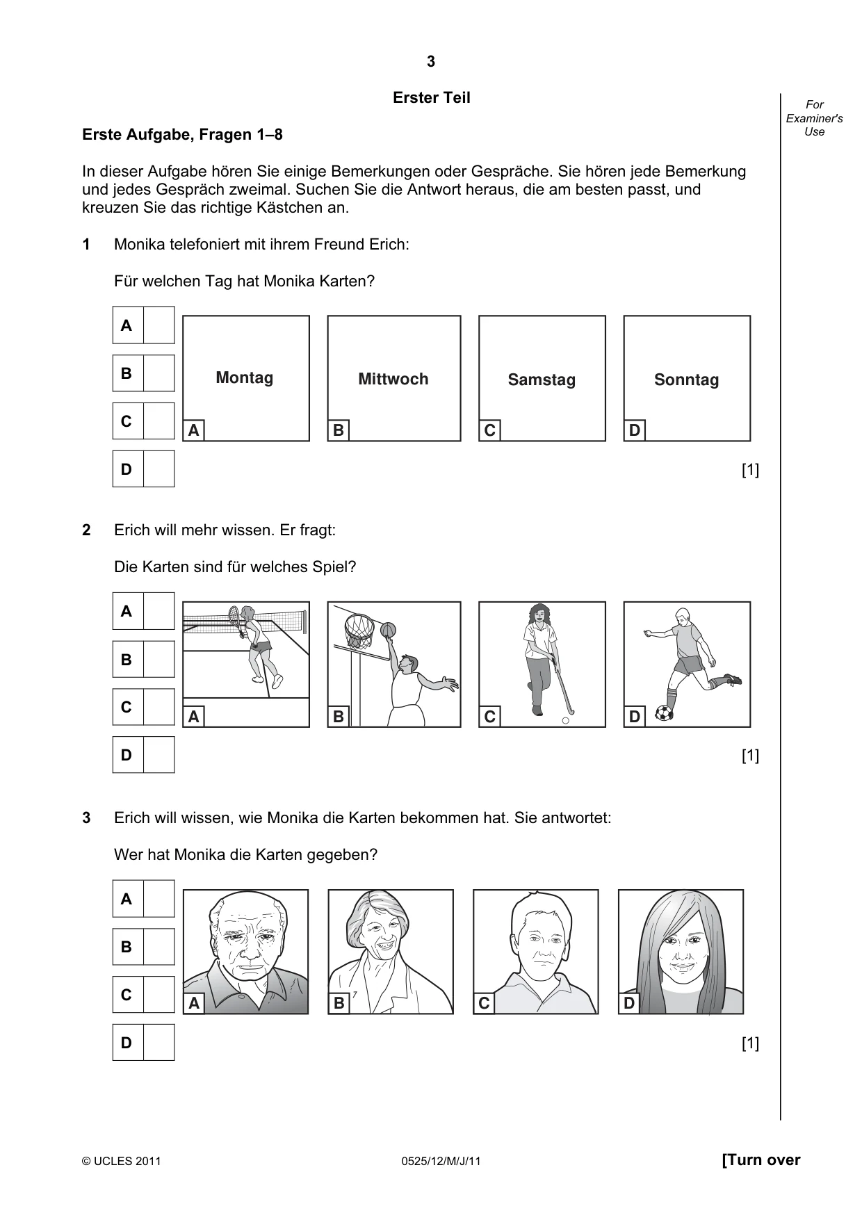 Cambridge IGCSE German - Foreign Language 0525 2011 May/June Paper 1 · Variant 2 question paper, page 3 of 12