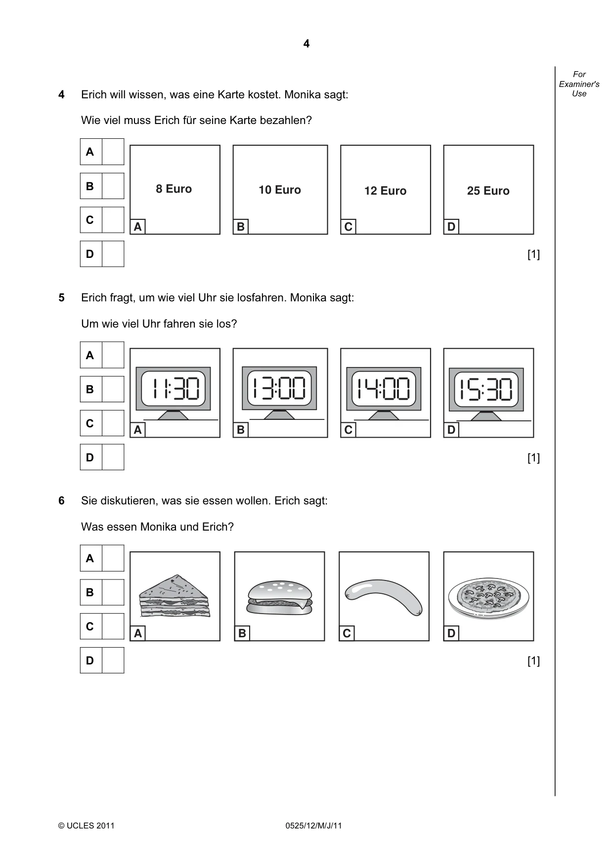 Cambridge IGCSE German - Foreign Language 0525 2011 May/June Paper 1 · Variant 2 question paper, page 4 of 12