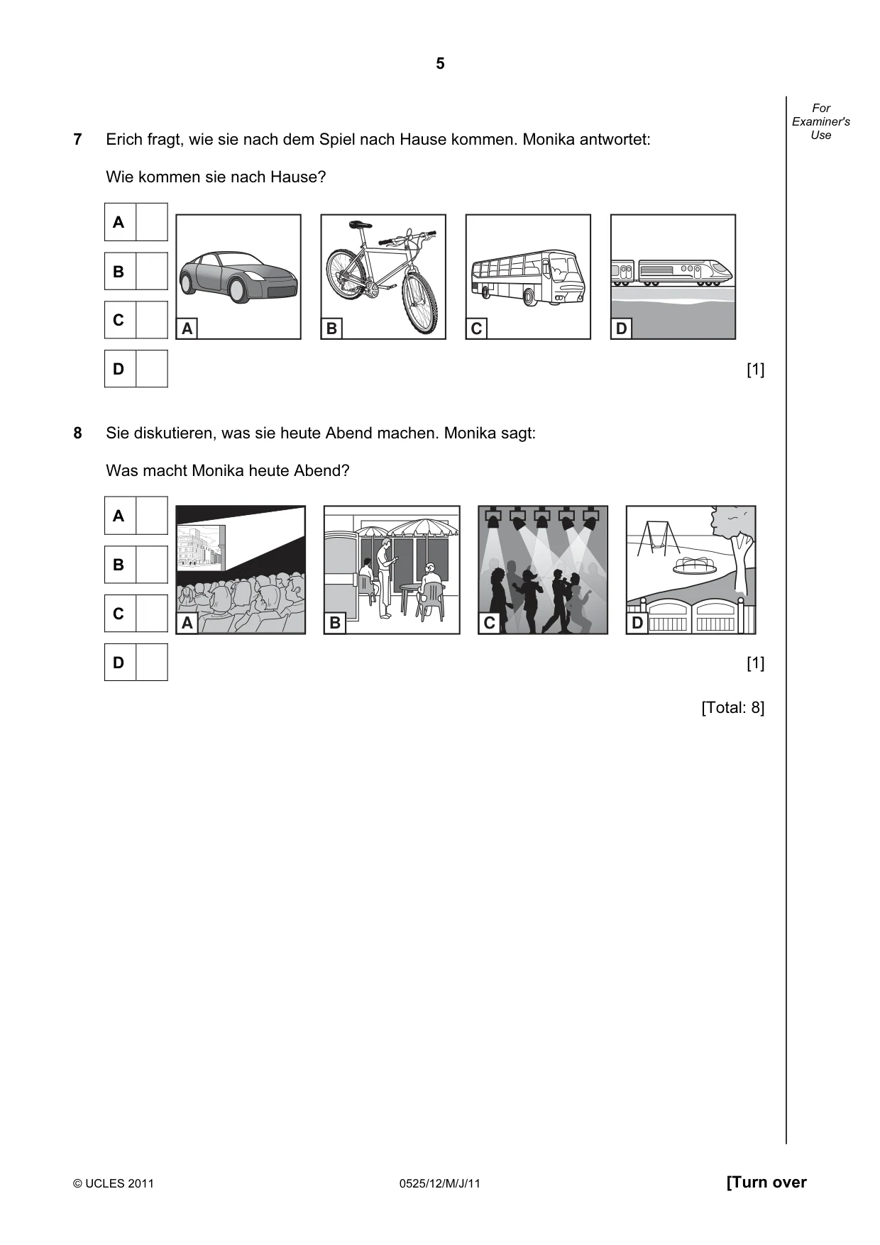 Cambridge IGCSE German - Foreign Language 0525 2011 May/June Paper 1 · Variant 2 question paper, page 5 of 12