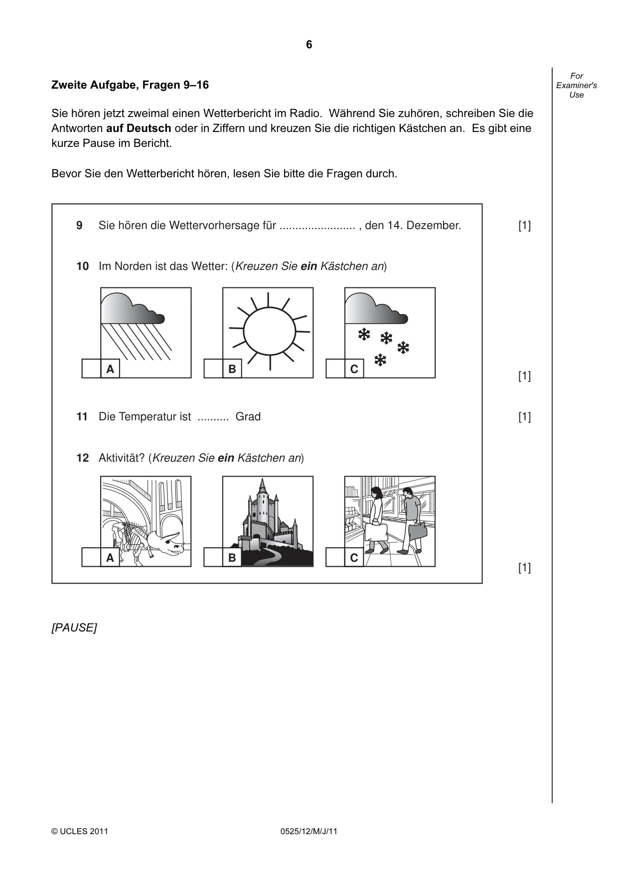 Cambridge IGCSE German - Foreign Language 0525 2011 May/June Paper 1 · Variant 2 question paper, page 6 of 12