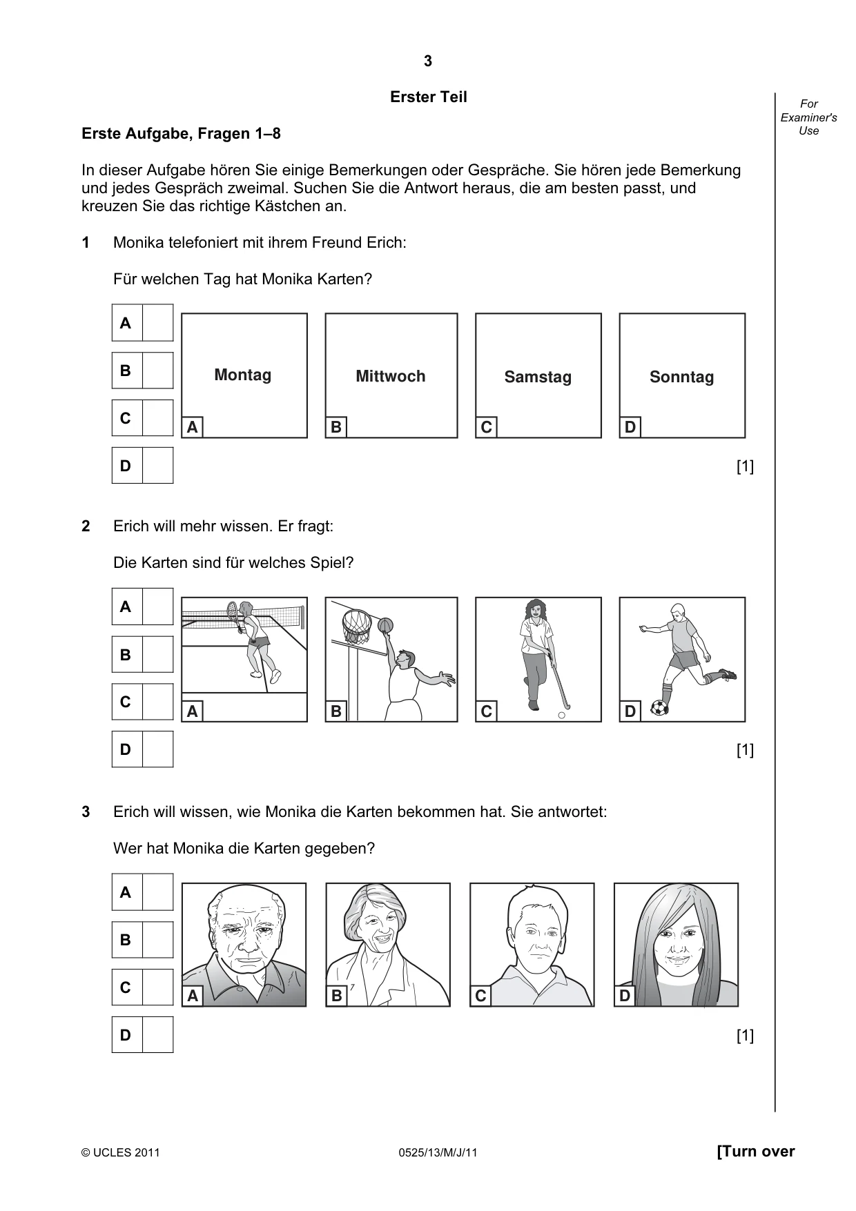 Cambridge IGCSE German - Foreign Language 0525 2011 May/June Paper 1 · Variant 3 question paper, page 3 of 12