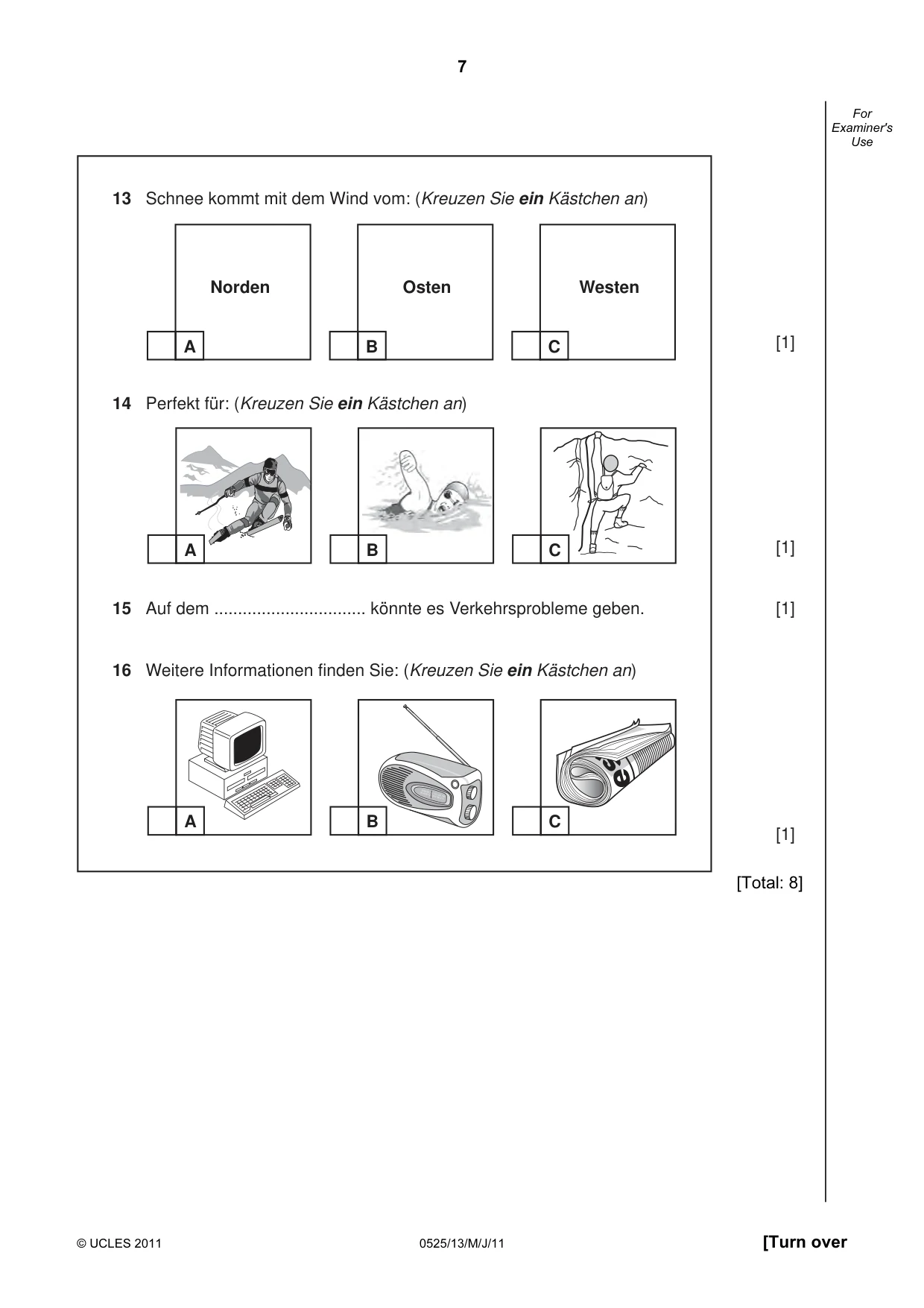 Cambridge IGCSE German - Foreign Language 0525 2011 May/June Paper 1 · Variant 3 question paper, page 7 of 12