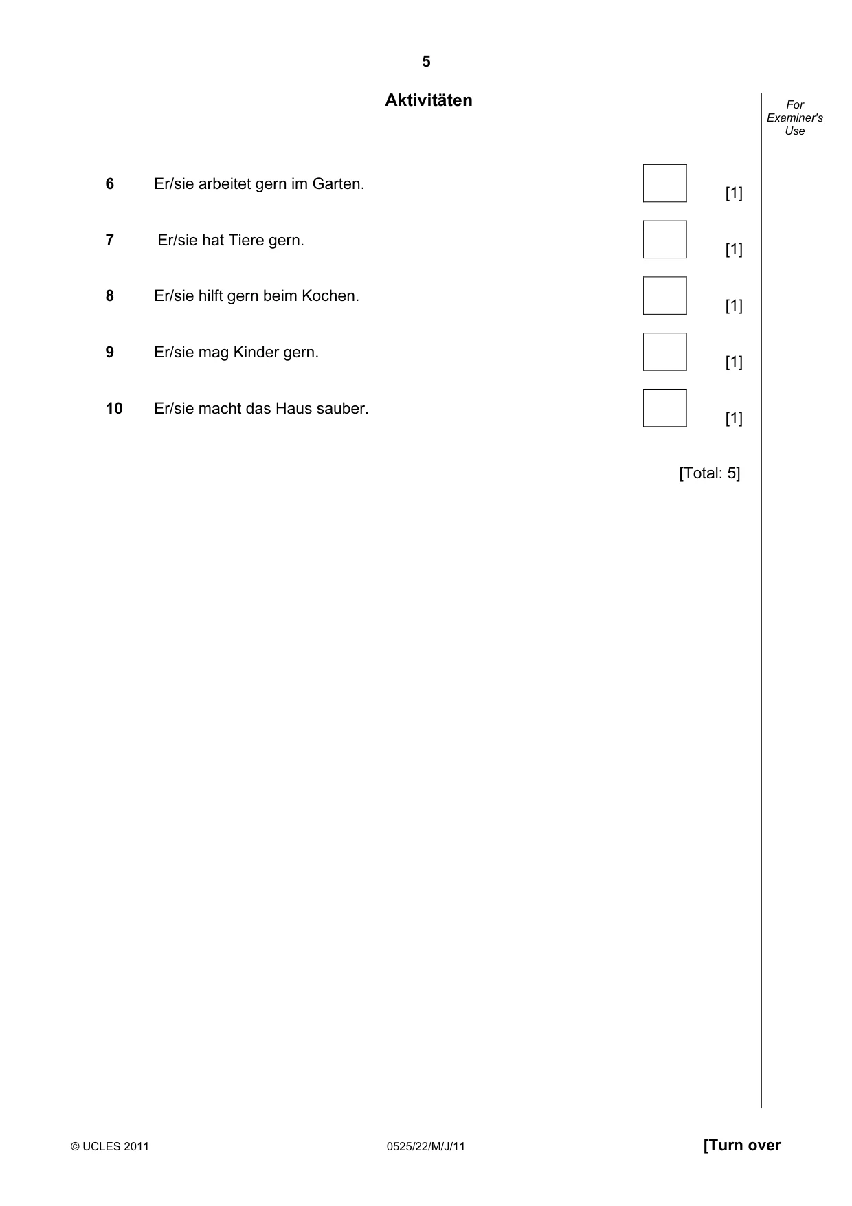 Cambridge IGCSE German - Foreign Language 0525 2011 May/June Paper 2 · Variant 2 question paper, page 5 of 20