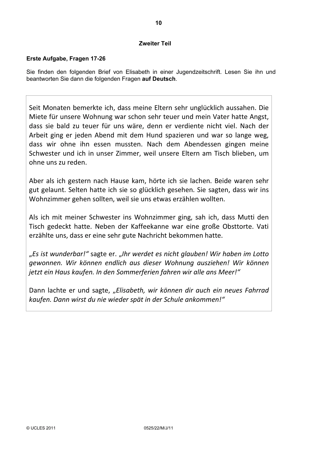 Cambridge IGCSE German - Foreign Language 0525 2011 May/June Paper 2 · Variant 2 question paper, page 10 of 20