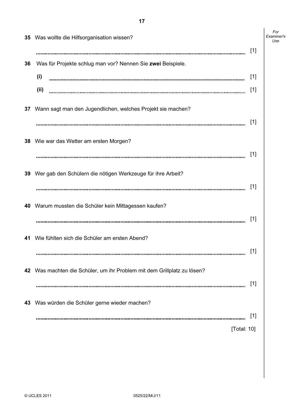 Cambridge IGCSE German - Foreign Language 0525 2011 May/June Paper 2 · Variant 2 question paper, page 17 of 20