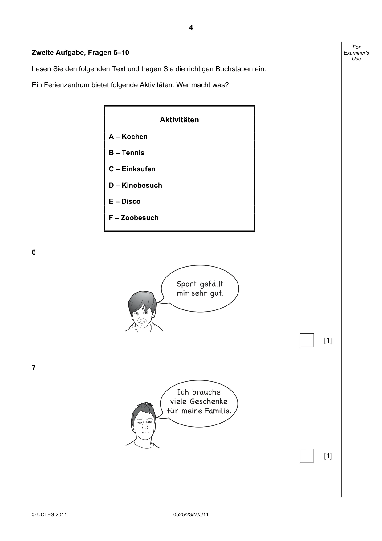 Cambridge IGCSE German - Foreign Language 0525 2011 May/June Paper 2 · Variant 3 question paper, page 4 of 20