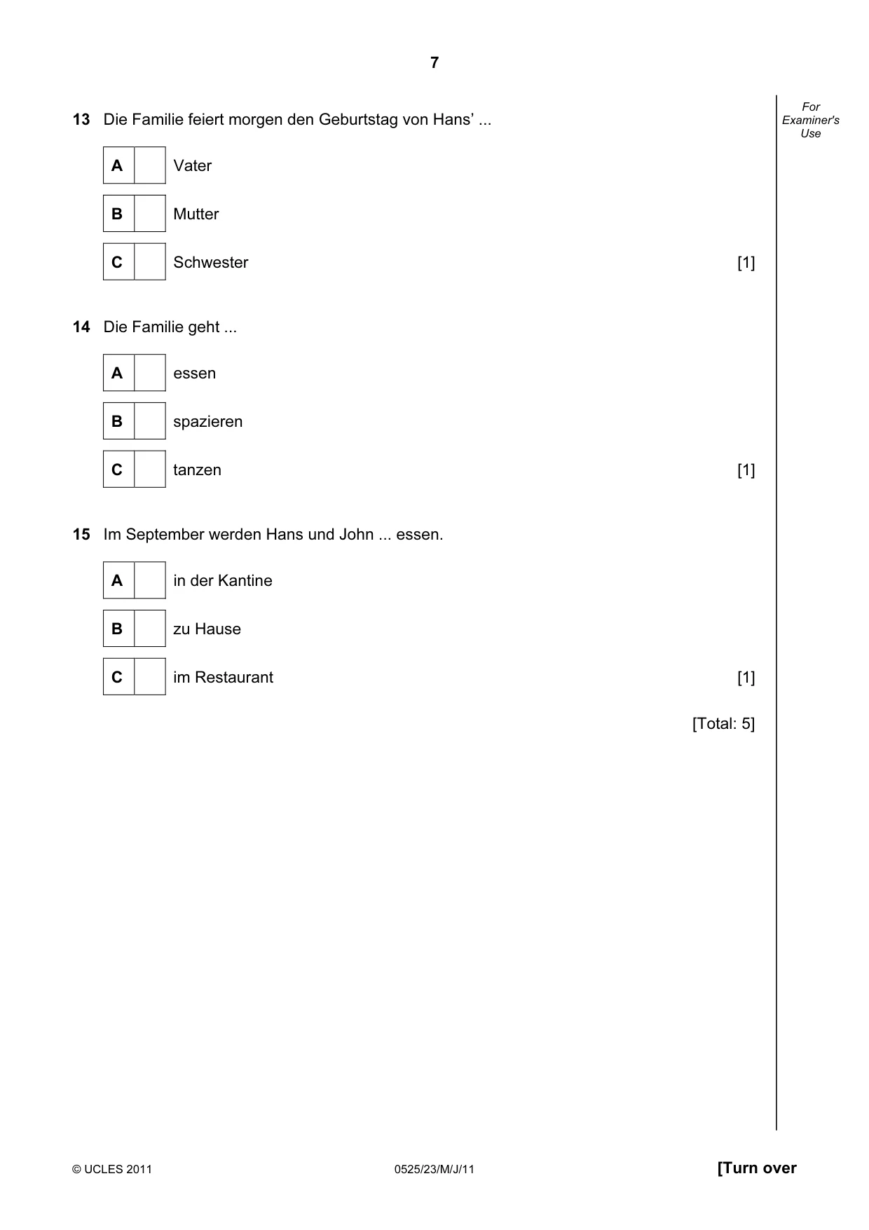 Cambridge IGCSE German - Foreign Language 0525 2011 May/June Paper 2 · Variant 3 question paper, page 7 of 20