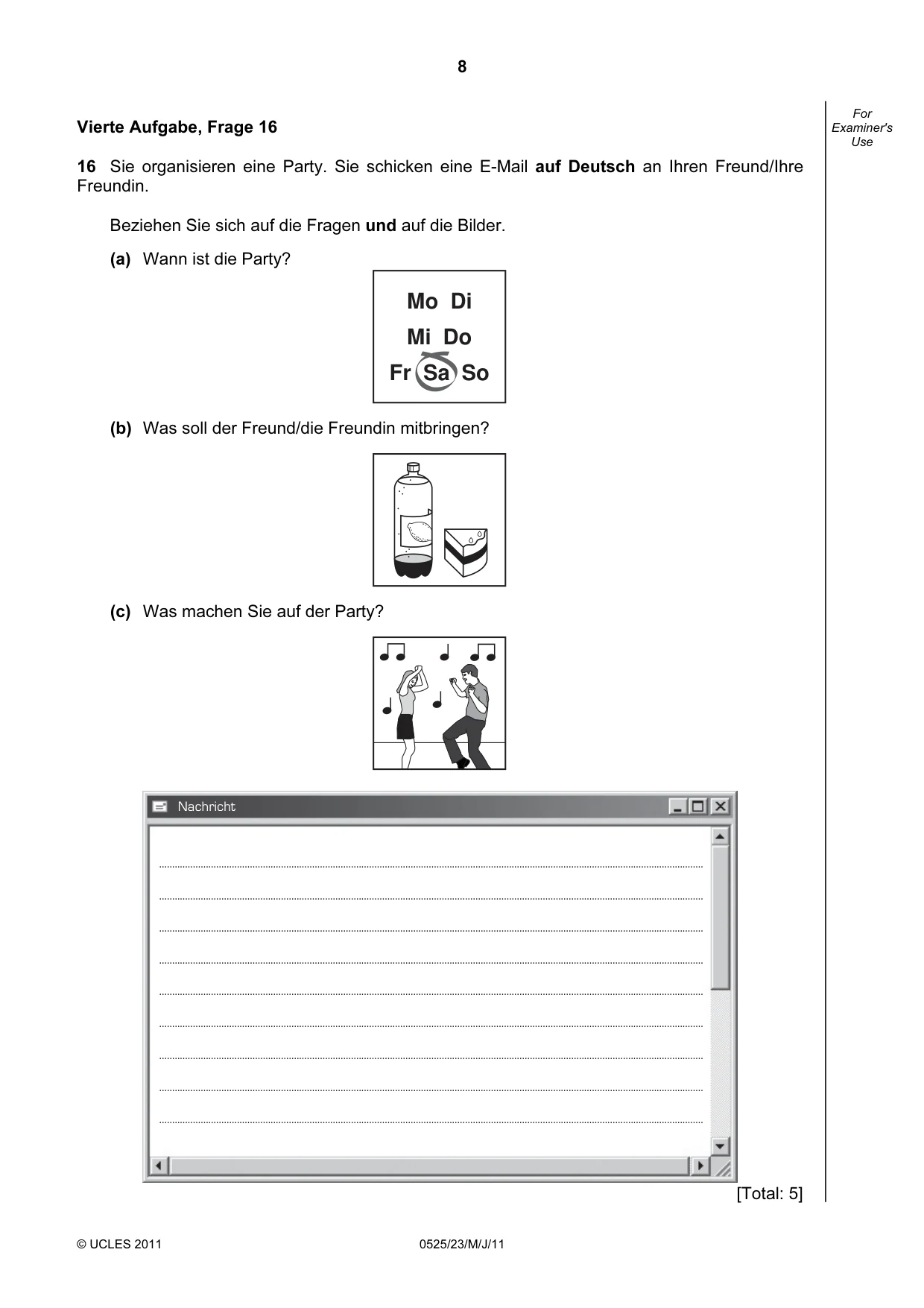 Cambridge IGCSE German - Foreign Language 0525 2011 May/June Paper 2 · Variant 3 question paper, page 8 of 20
