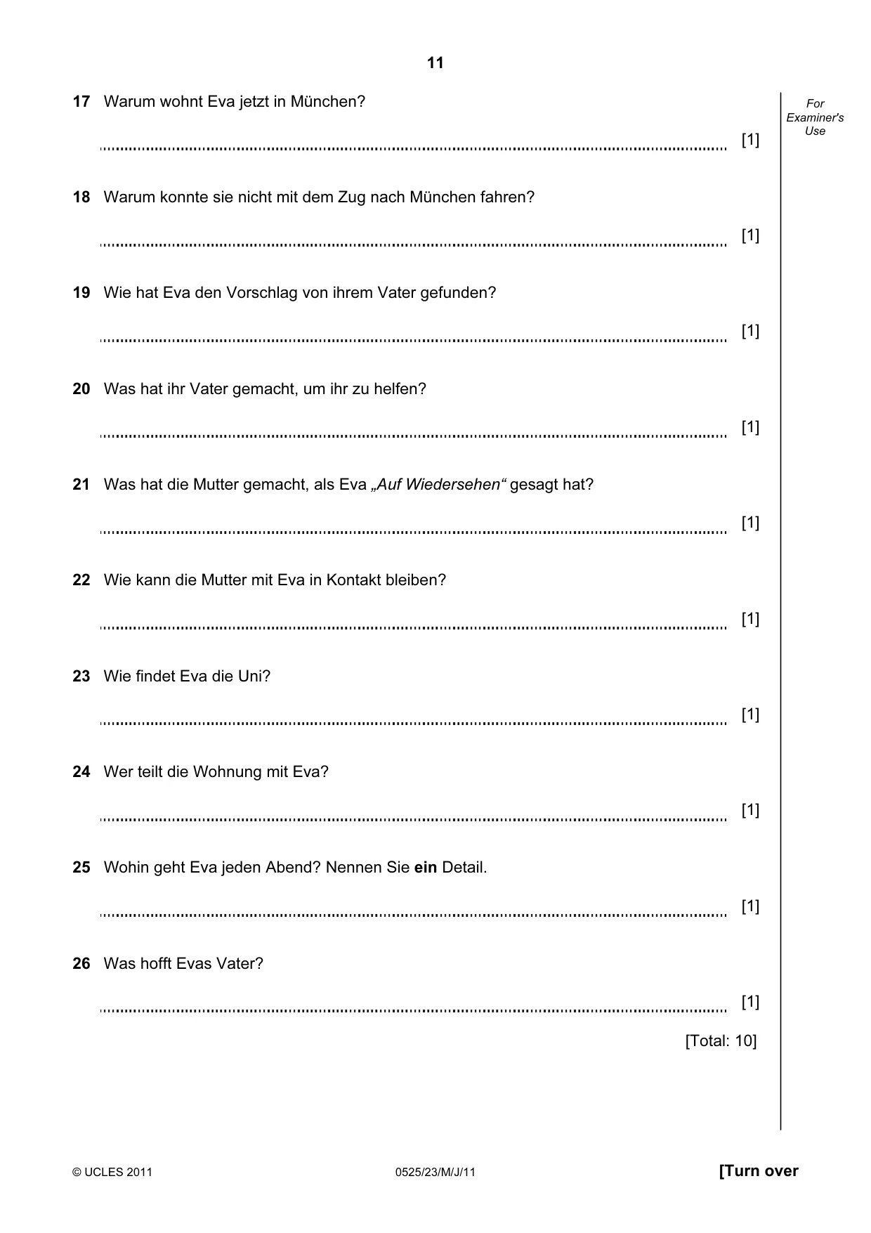 Cambridge IGCSE German - Foreign Language 0525 2011 May/June Paper 2 · Variant 3 question paper, page 11 of 20