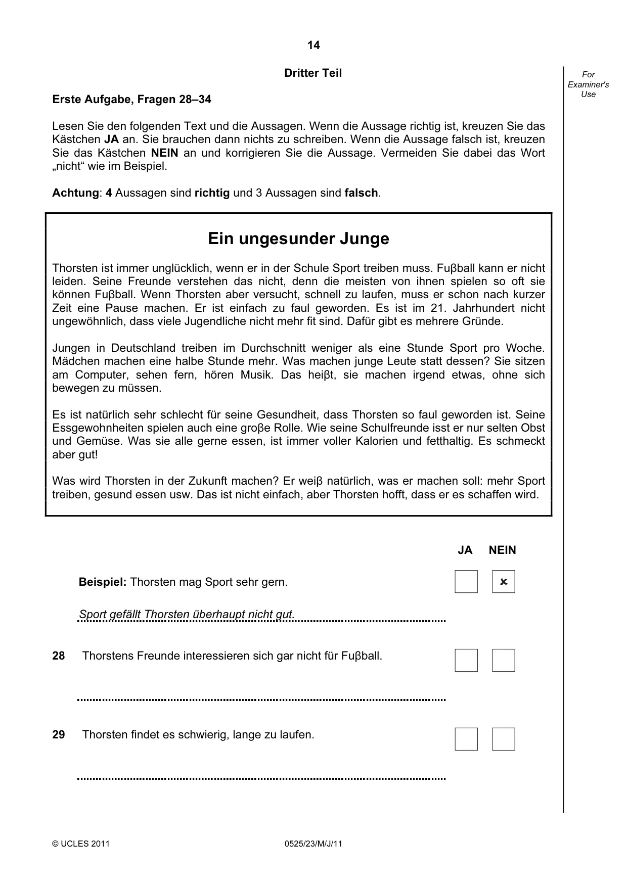 Cambridge IGCSE German - Foreign Language 0525 2011 May/June Paper 2 · Variant 3 question paper, page 14 of 20