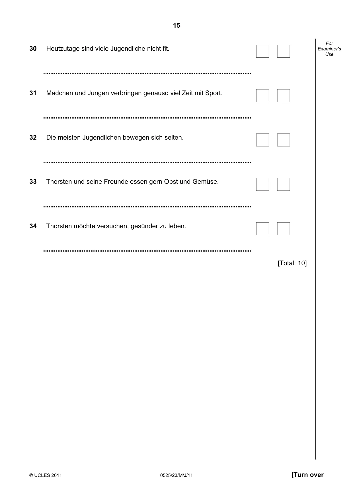 Cambridge IGCSE German - Foreign Language 0525 2011 May/June Paper 2 · Variant 3 question paper, page 15 of 20