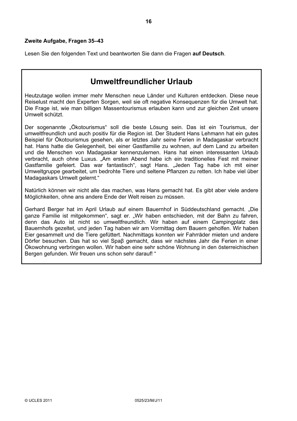 Cambridge IGCSE German - Foreign Language 0525 2011 May/June Paper 2 · Variant 3 question paper, page 16 of 20