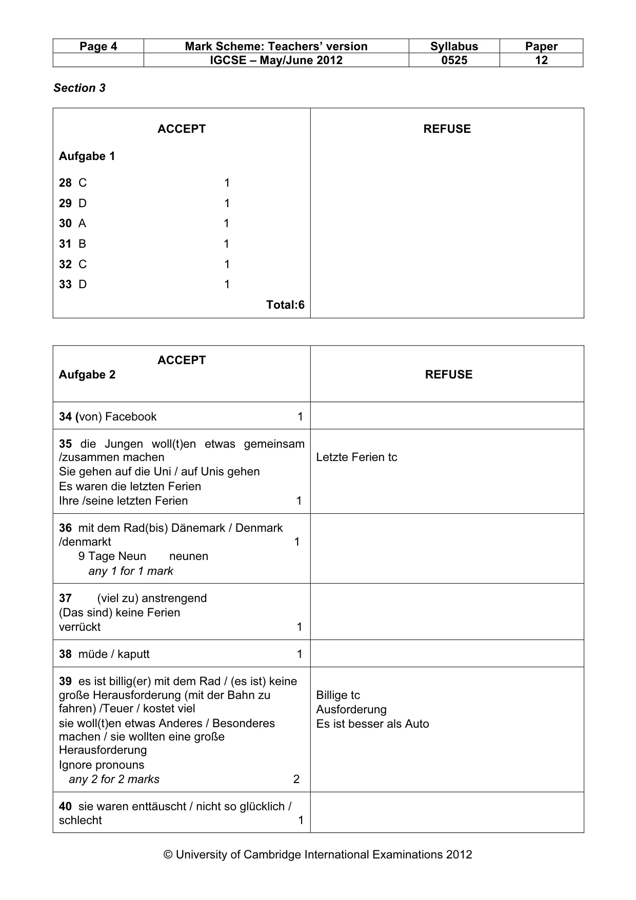 Mark scheme, page 4 of 5