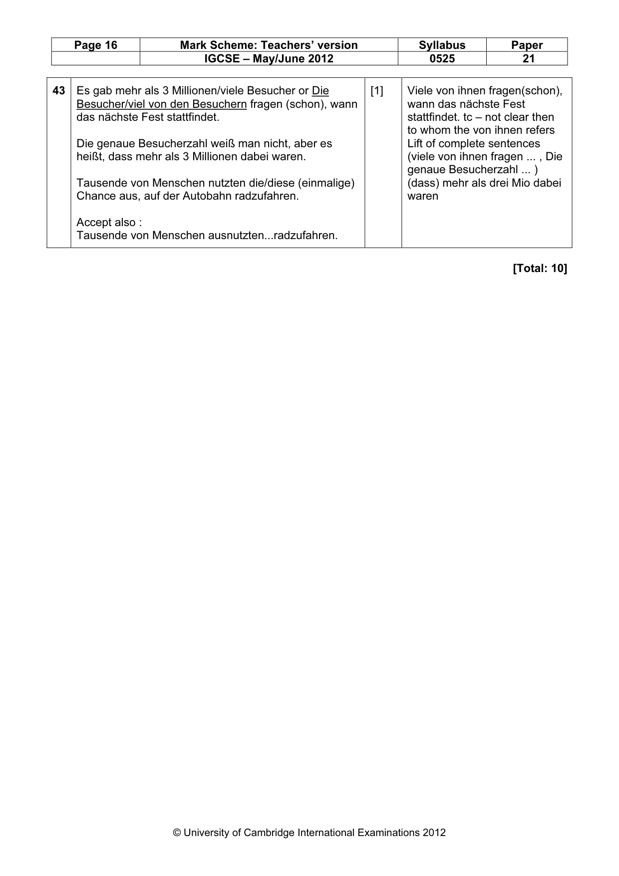 Mark scheme, page 16 of 16