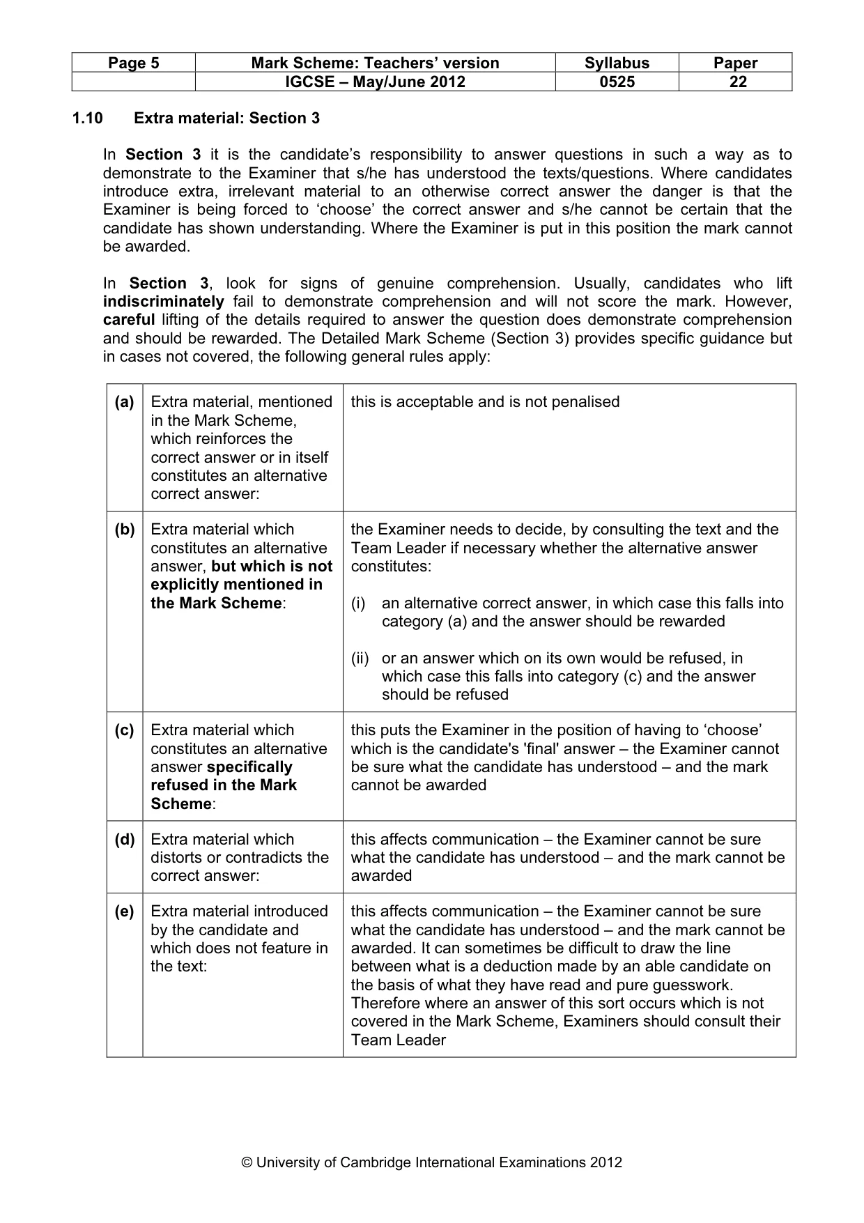 Mark scheme, page 5 of 16