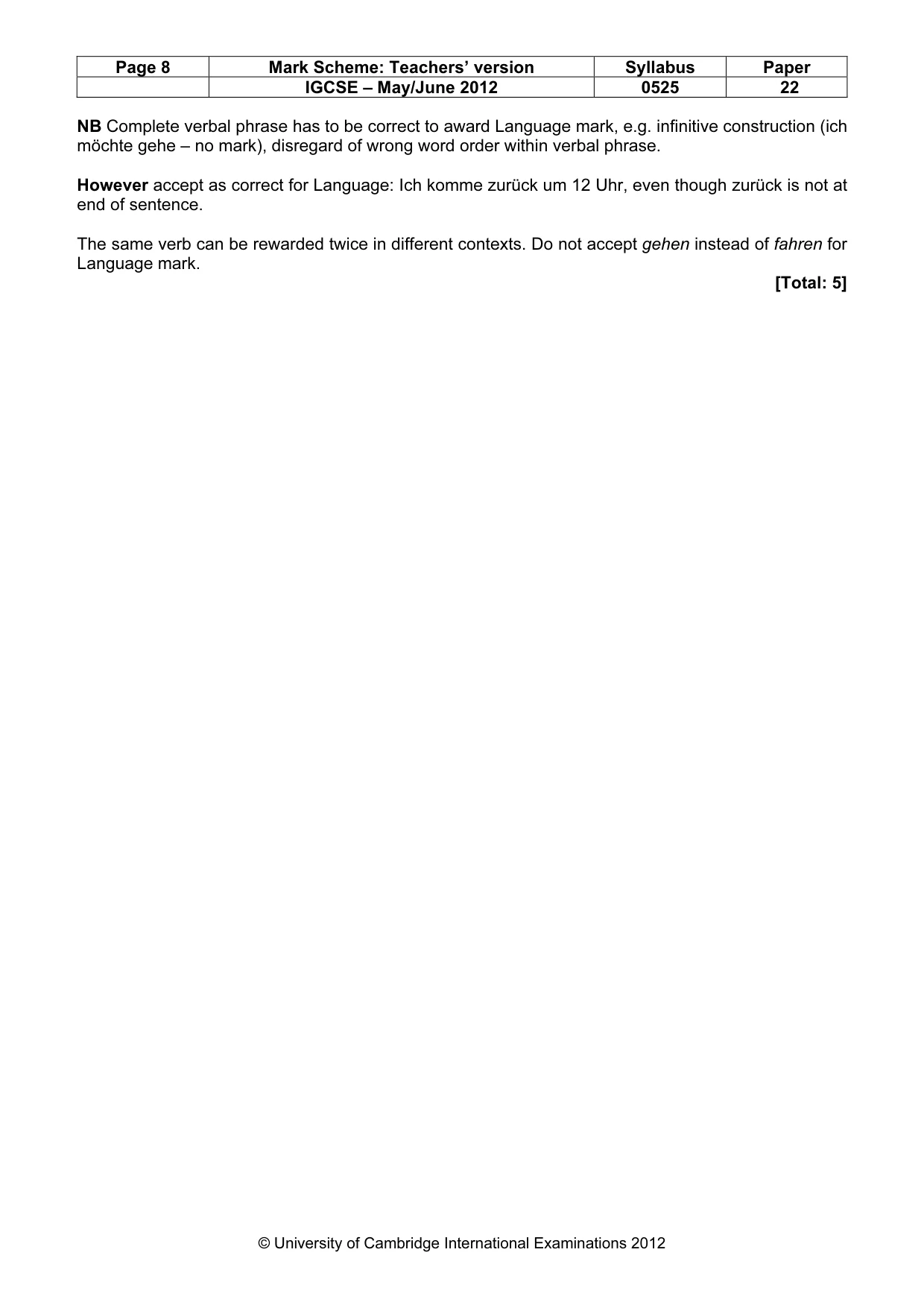 Mark scheme, page 8 of 16