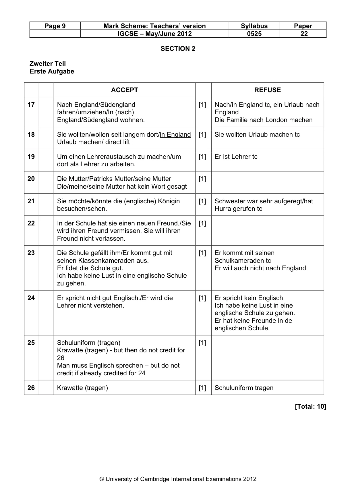 Mark scheme, page 9 of 16