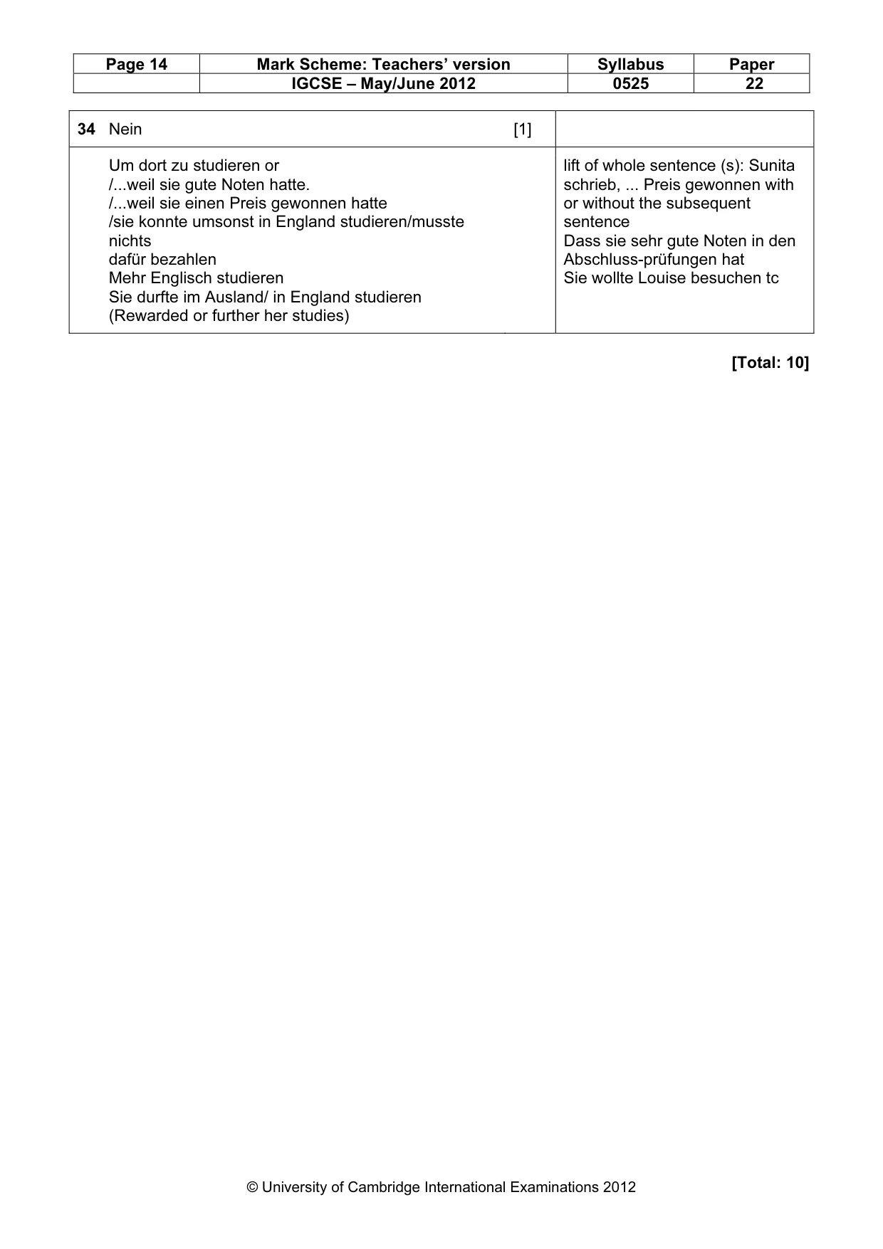 Mark scheme, page 14 of 16