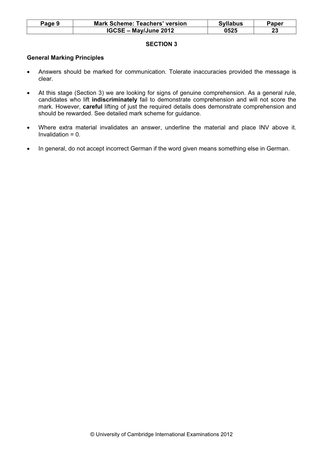 Mark scheme, page 9 of 11
