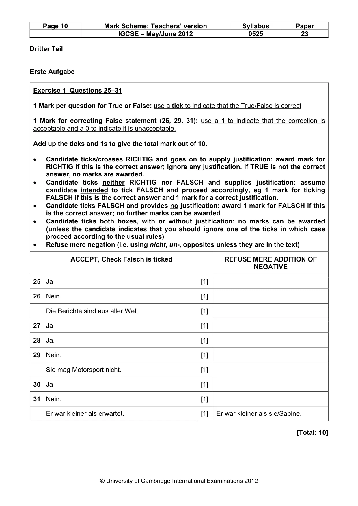 Mark scheme, page 10 of 11