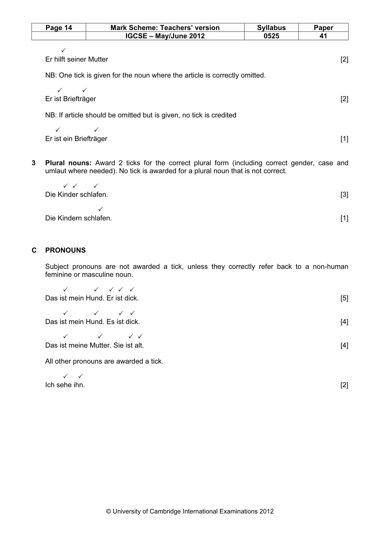 Mark scheme, page 14 of 23