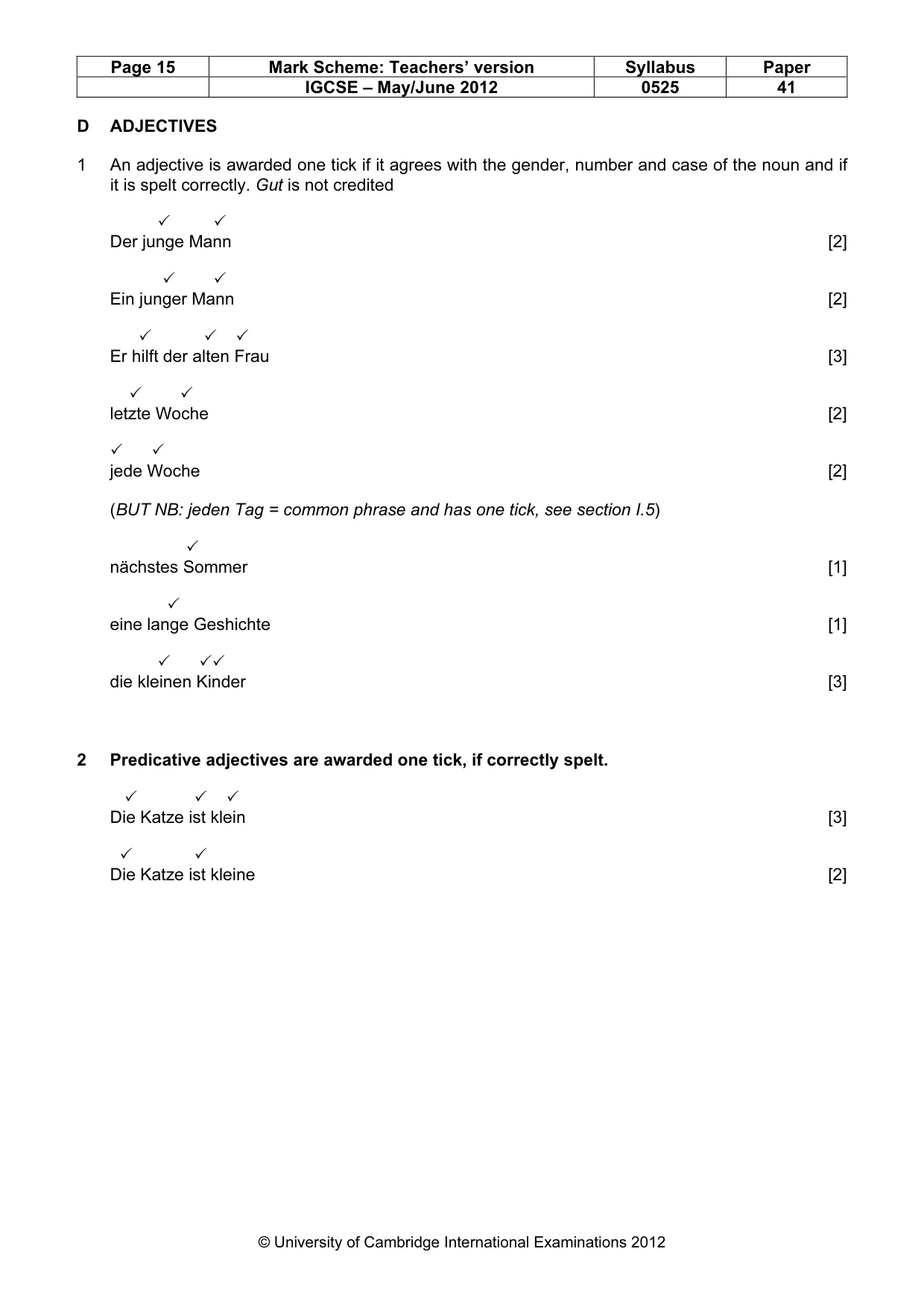 Mark scheme, page 15 of 23