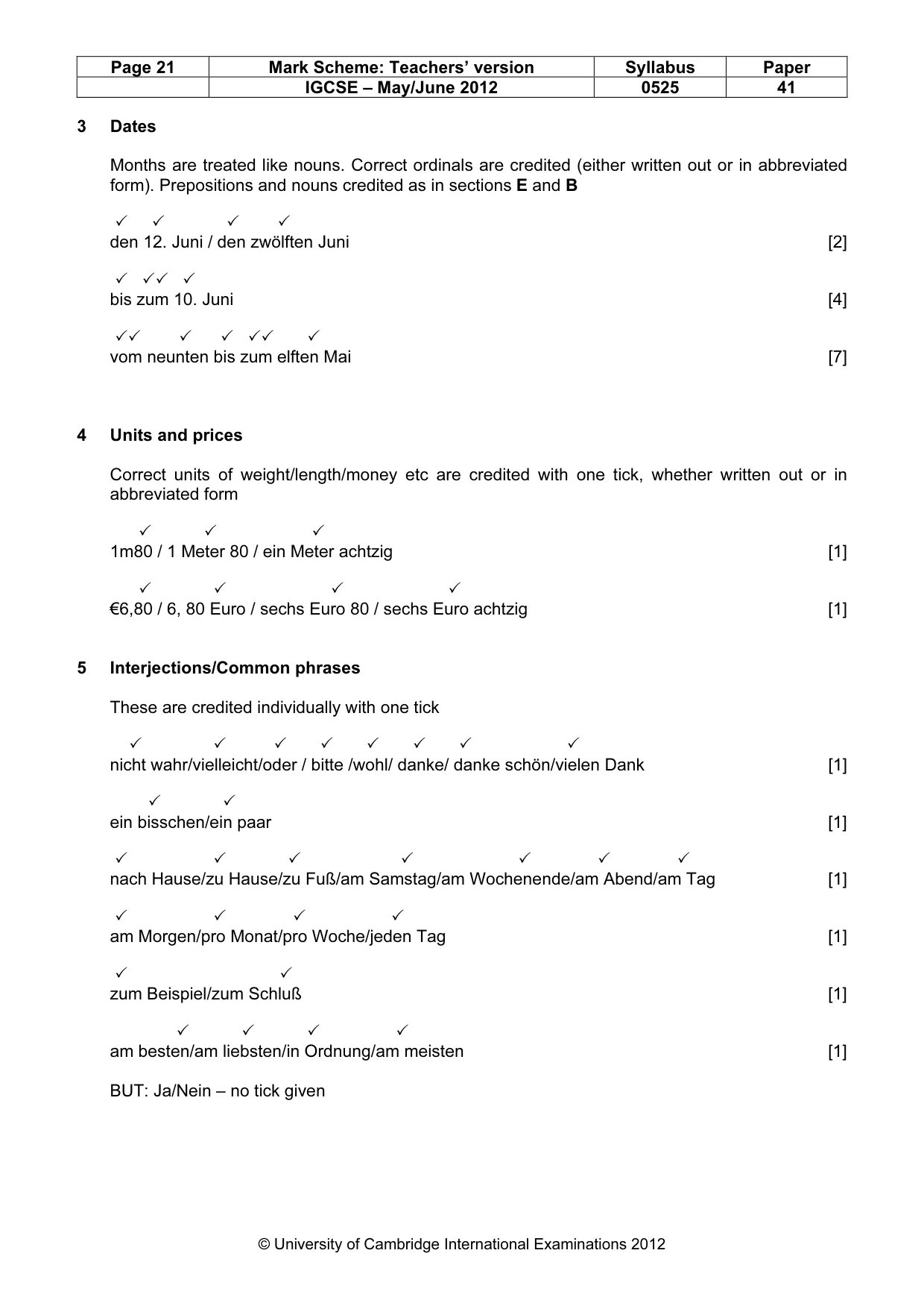 Mark scheme, page 21 of 23
