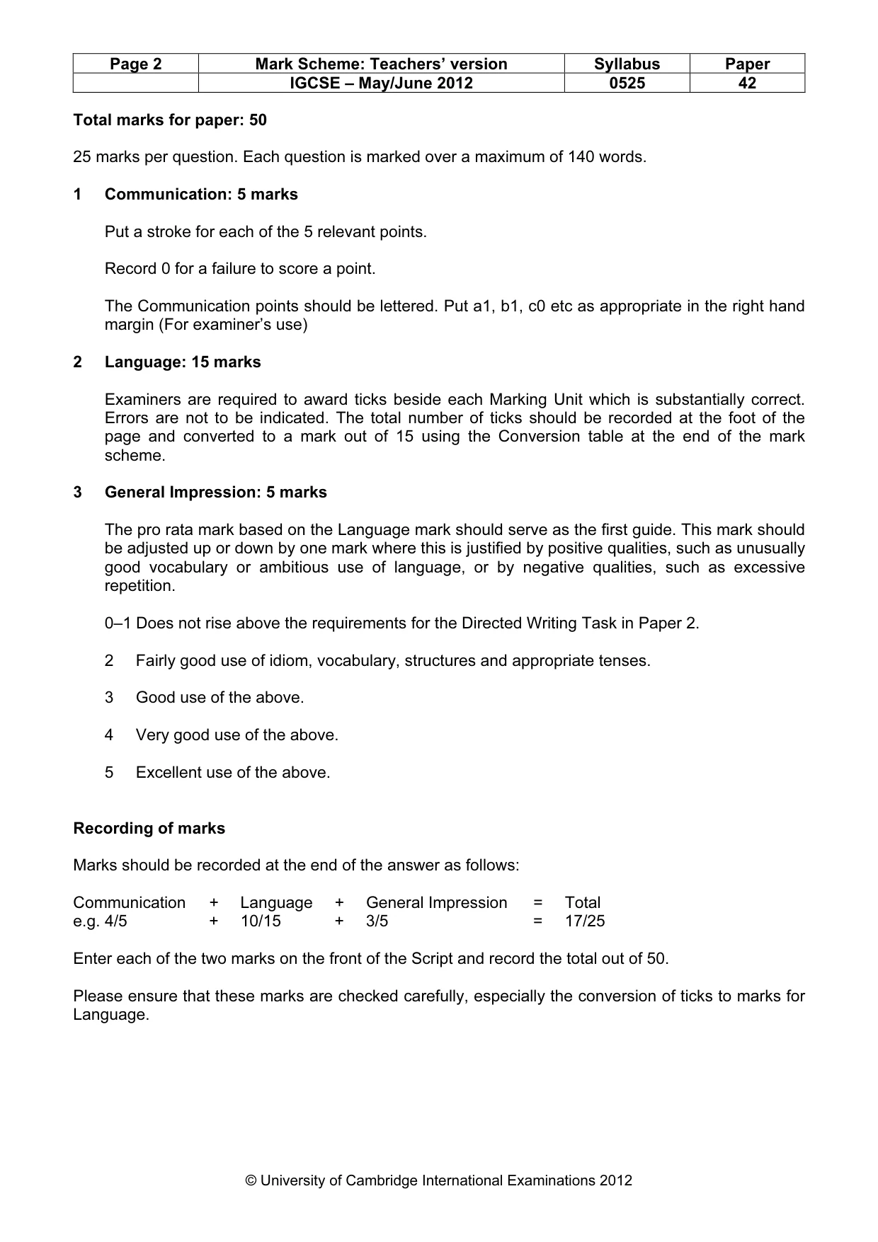 Mark scheme, page 2 of 23