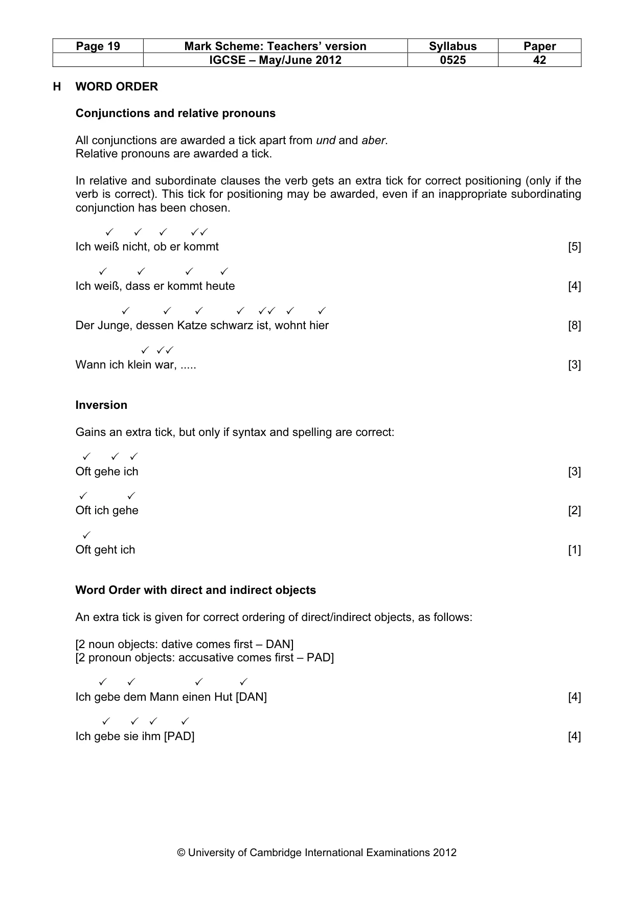 Mark scheme, page 19 of 23