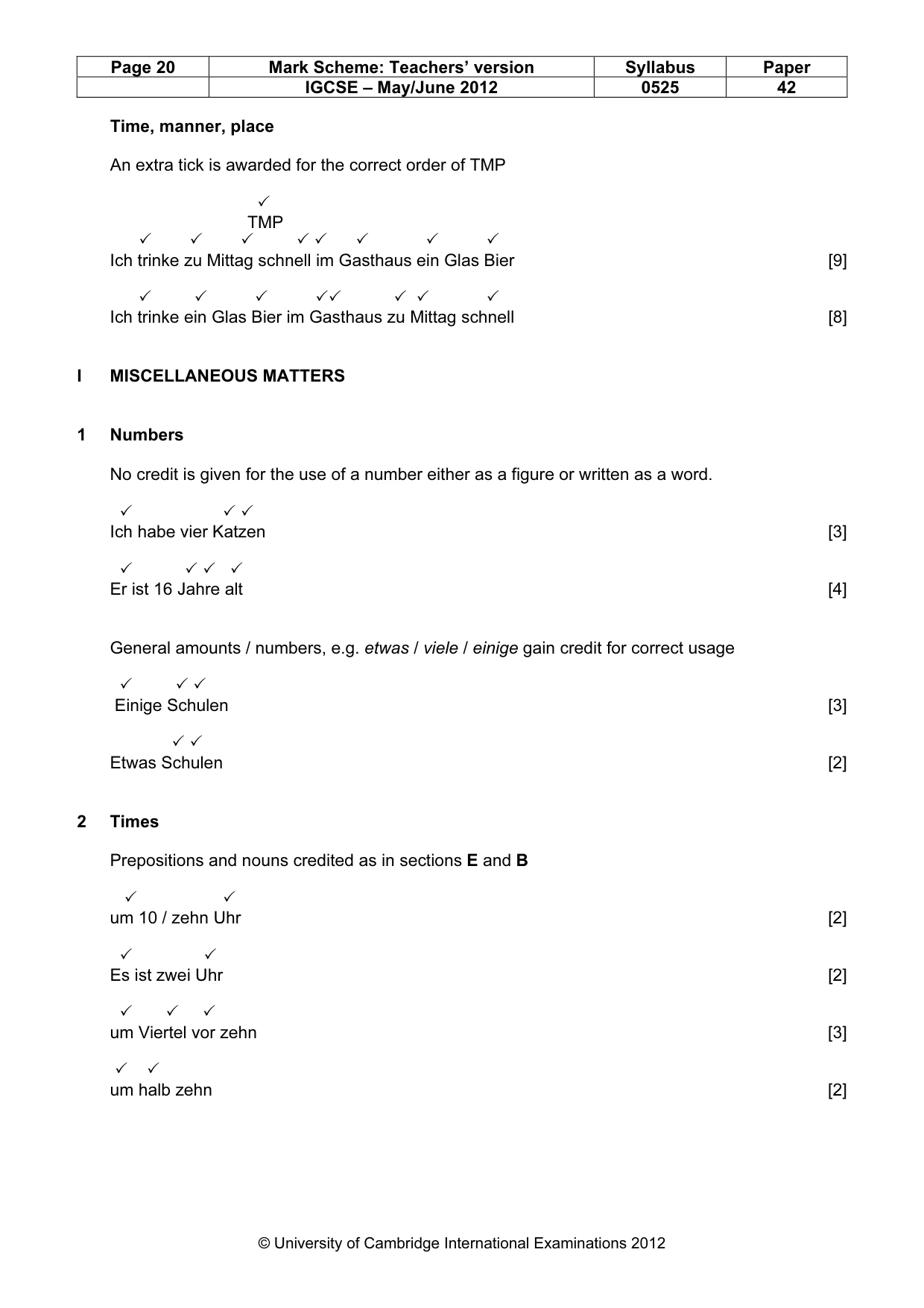 Mark scheme, page 20 of 23