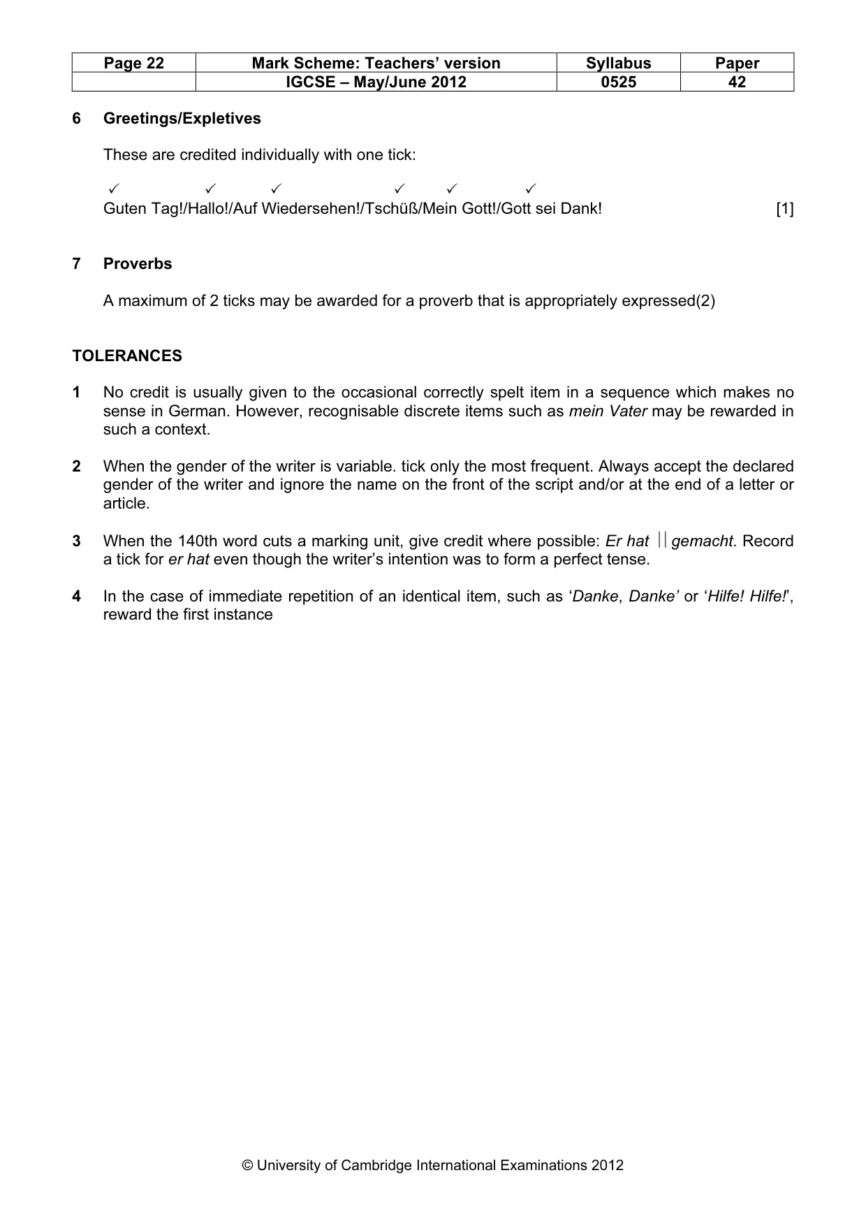 Mark scheme, page 22 of 23