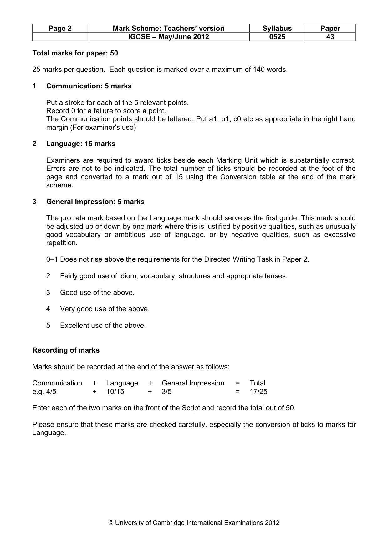 Mark scheme, page 2 of 20
