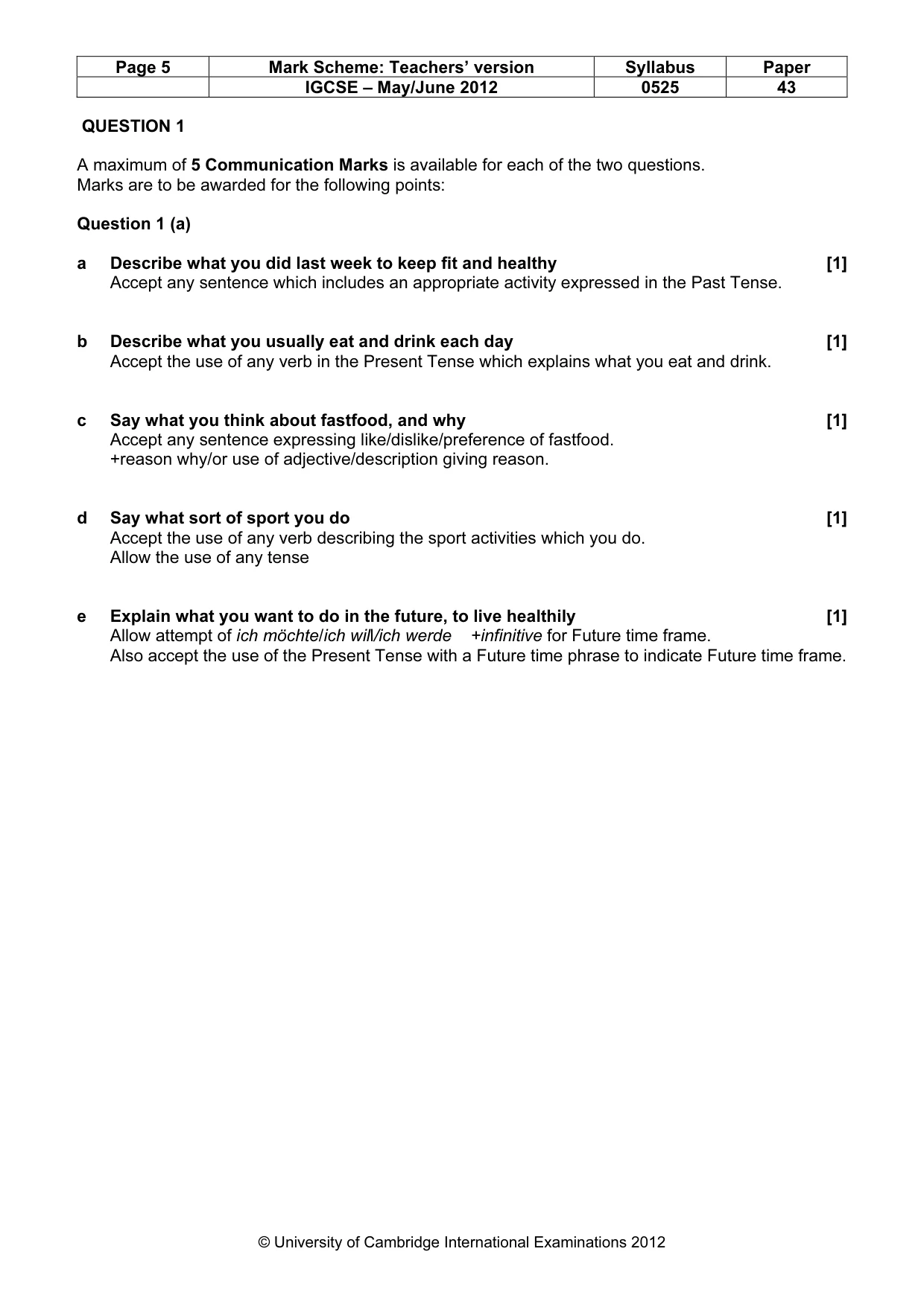 Mark scheme, page 5 of 20